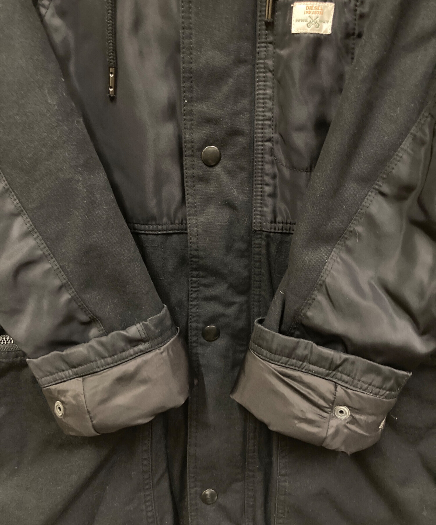 DIESEL ディーゼル　レザー切り替え　モッズコート　ミリタリーコート　古着 DIESEL ディーゼル レザー切り替え モッズコート ミリタリーコート 古着