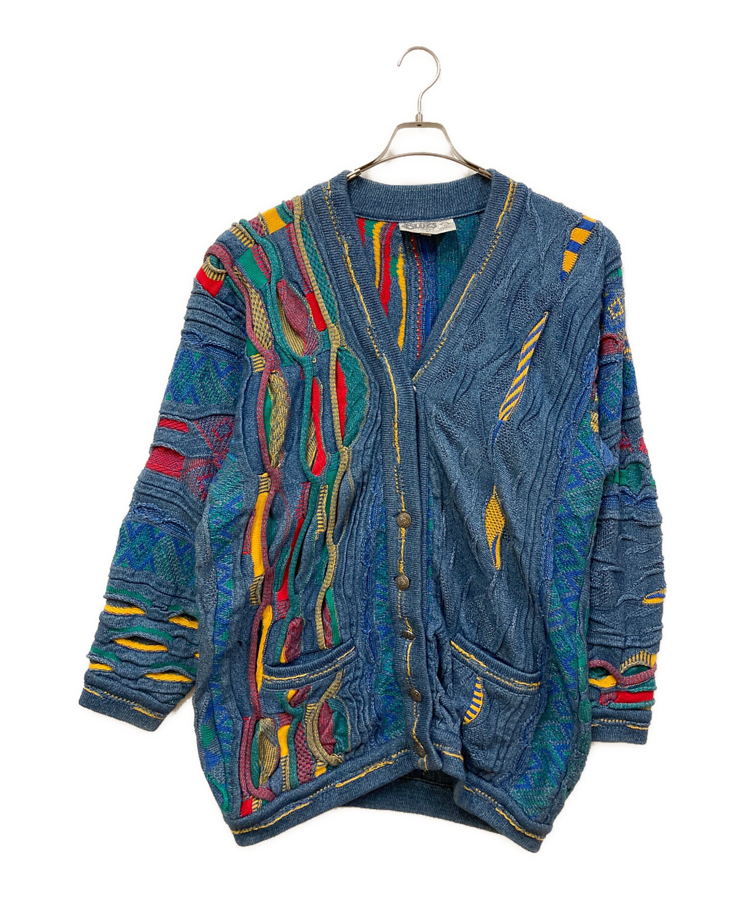 中古・古着通販】Coogi (クージー) 3Dニットカーディガン ブルー 
