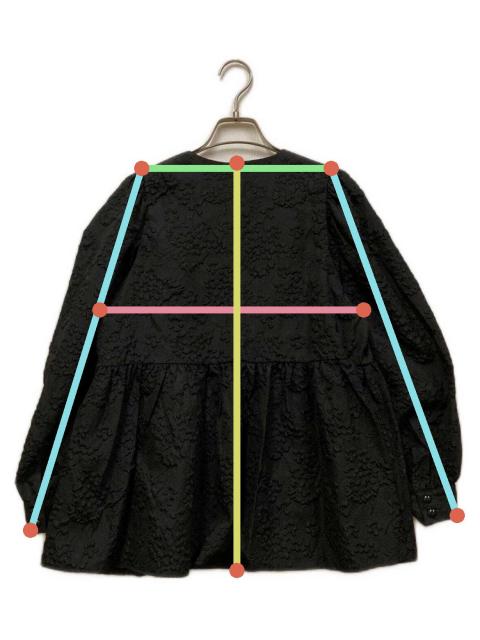 OHGA　オーガ　ジャガードギャザーブラウス 　グレー 中古・古着通販】OHGA (オオガ) フラワージャガードブラウス ブラック