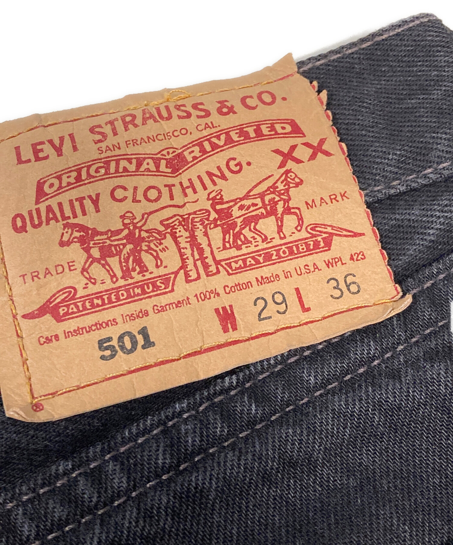 中古・古着通販】LEVI'S (リーバイス) 501後染めデニムパンツ ブラック