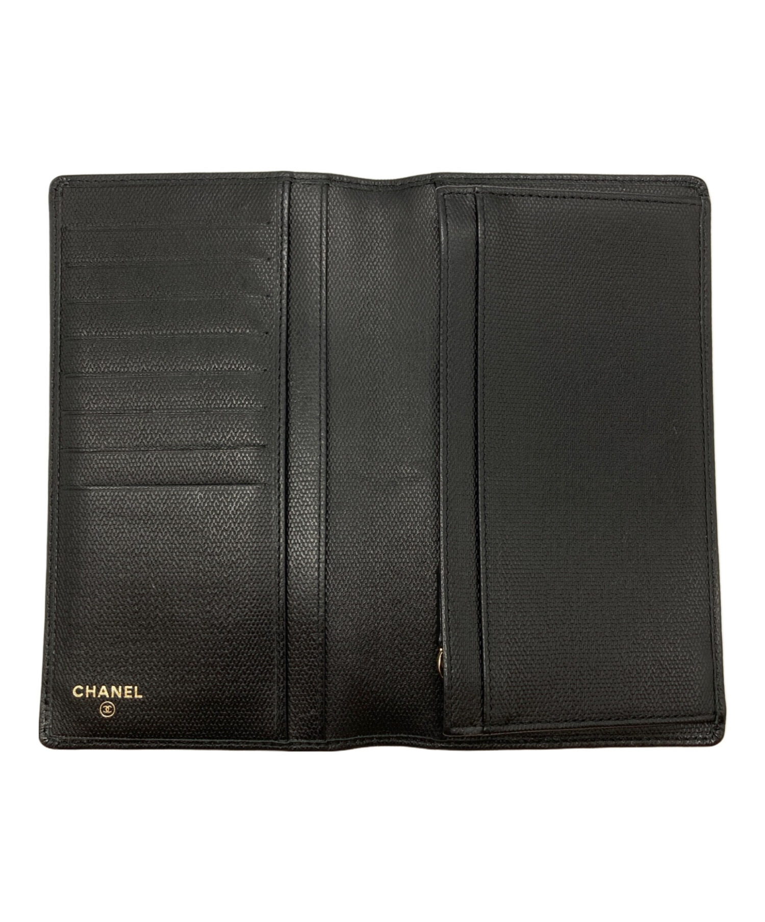 CHANEL ブラック 二つ折り長財布 ココボタン CHANEL - 【本物保証