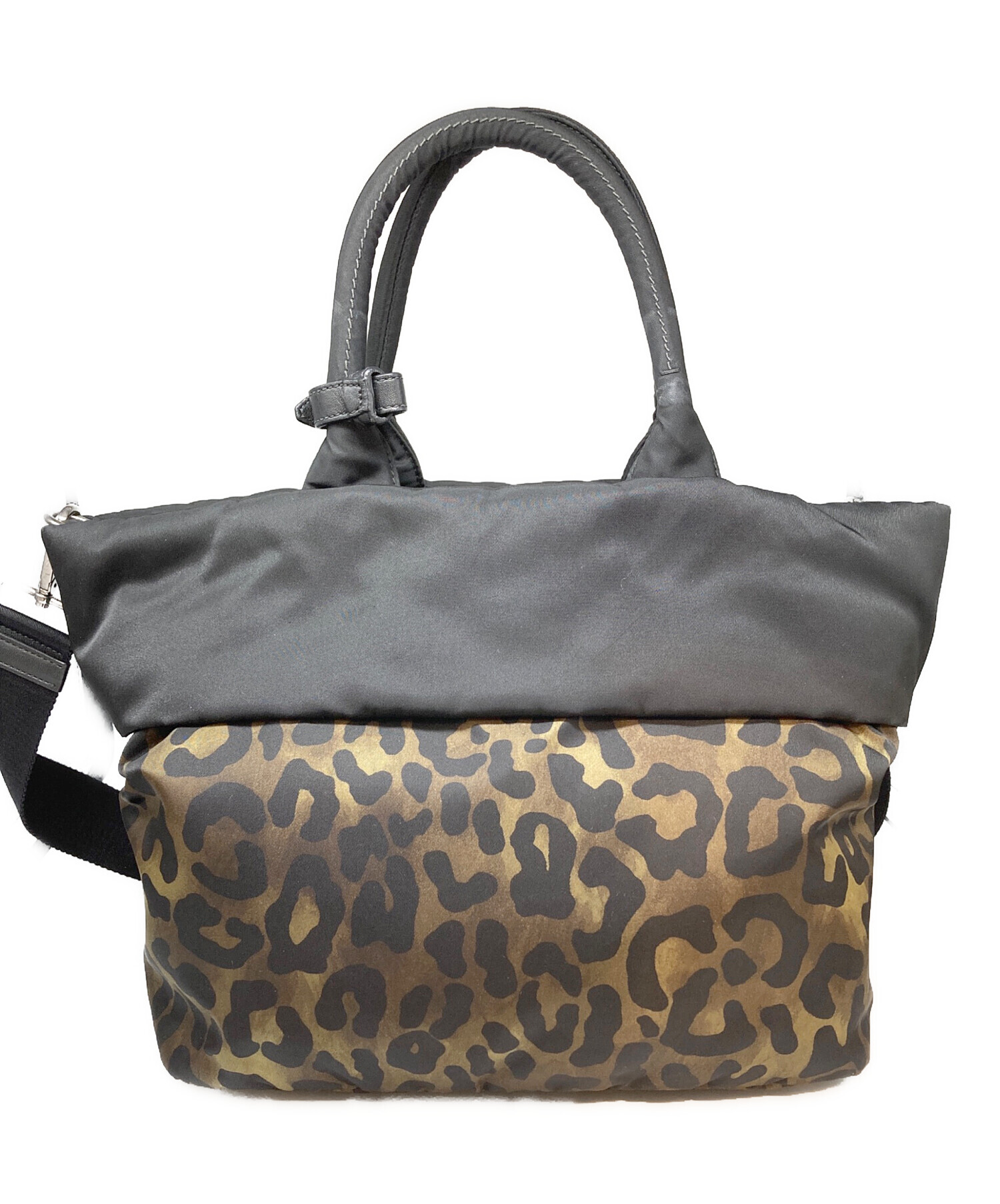 未使用　PRADA ヒョウ柄 トートバッグ 中古・古着通販】PRADA (プラダ) レオパード柄トートバッグ ブラック