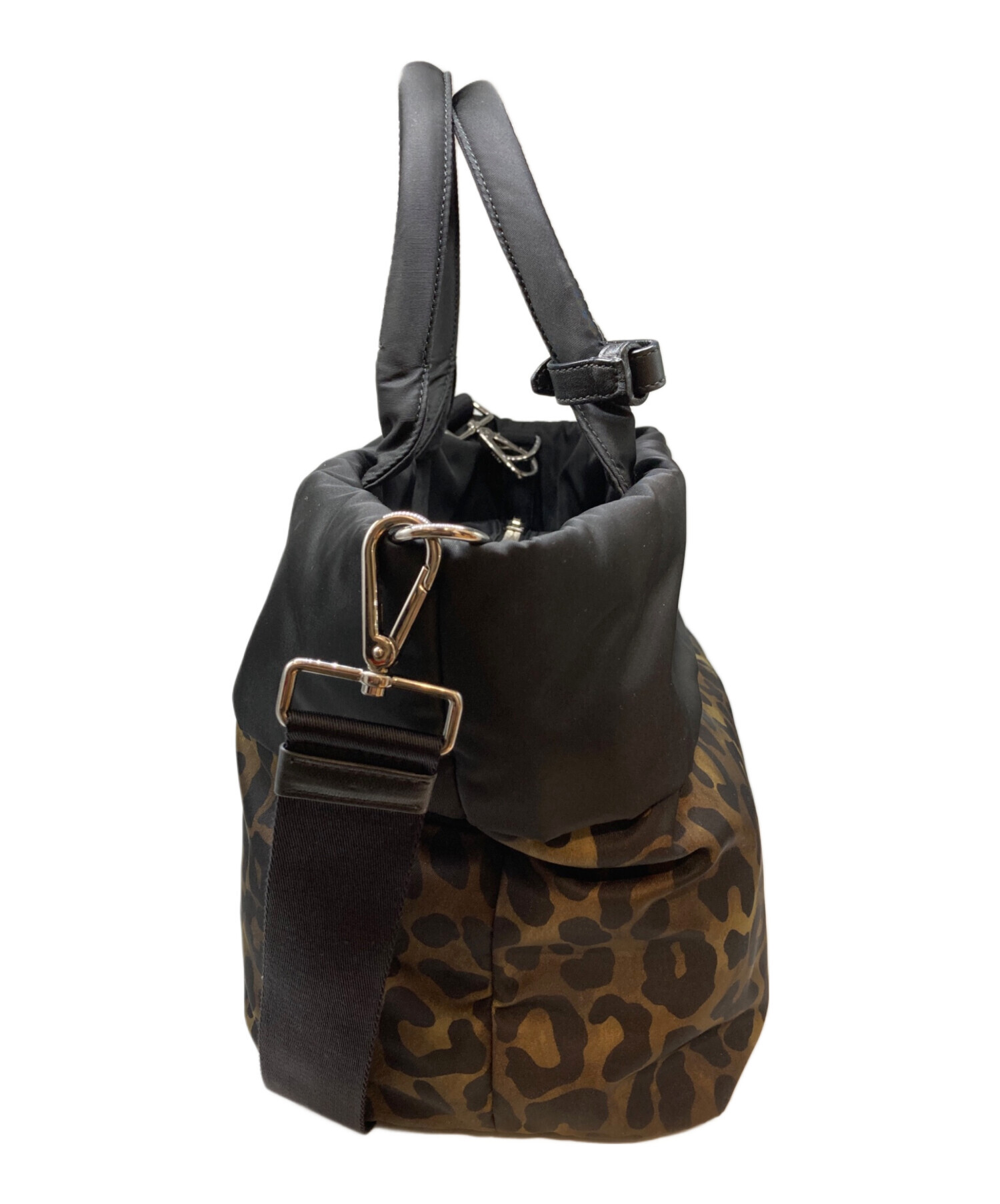 中古・古着通販】PRADA (プラダ) レオパード柄トートバッグ ブラック