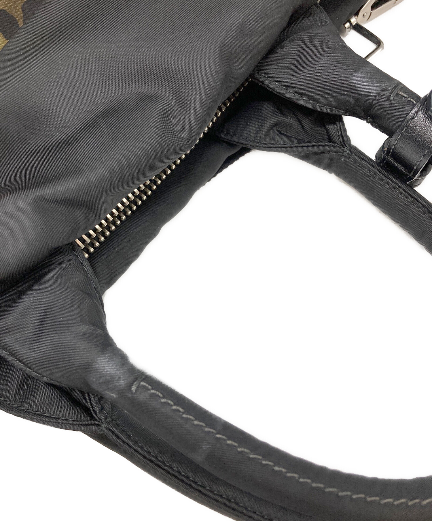 中古・古着通販】PRADA (プラダ) レオパード柄トートバッグ ブラック