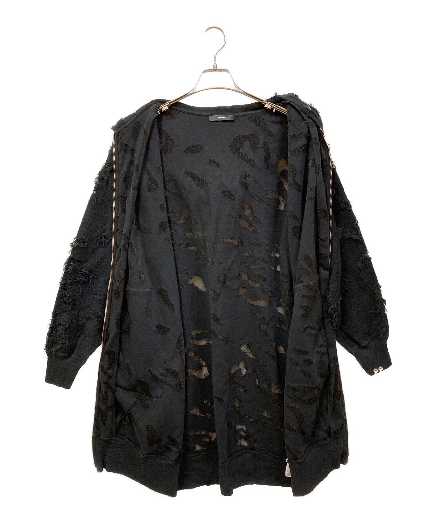 ディーゼル DIESEL(新品未使用)ジップロングパーカー肩開き/ロングベストS 中古・古着通販】DIESEL (ディーゼル) ロングジップパーカー