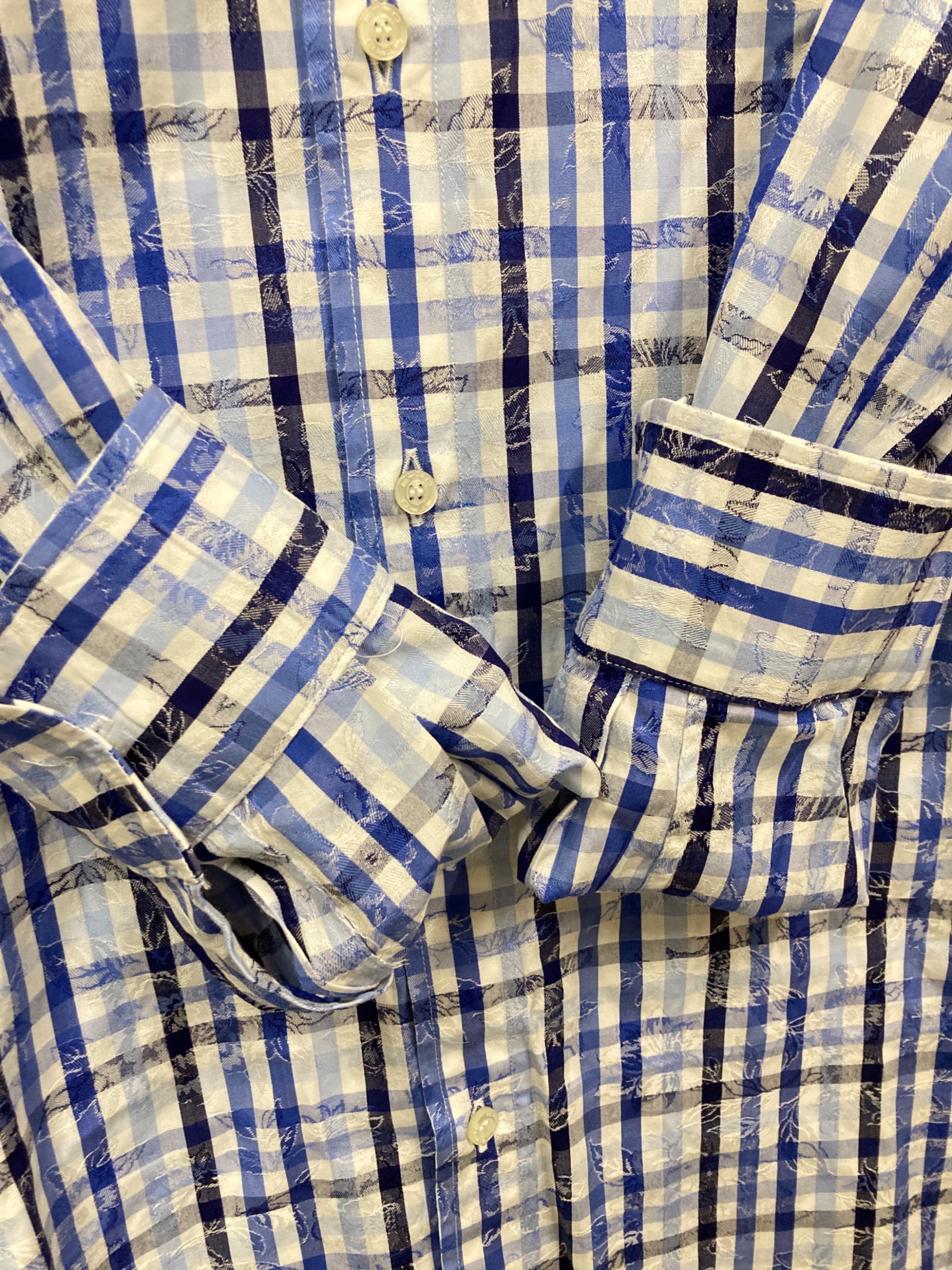 中古・古着通販】ETRO (エトロ) チェックシャツ ブルー サイズ:表記 