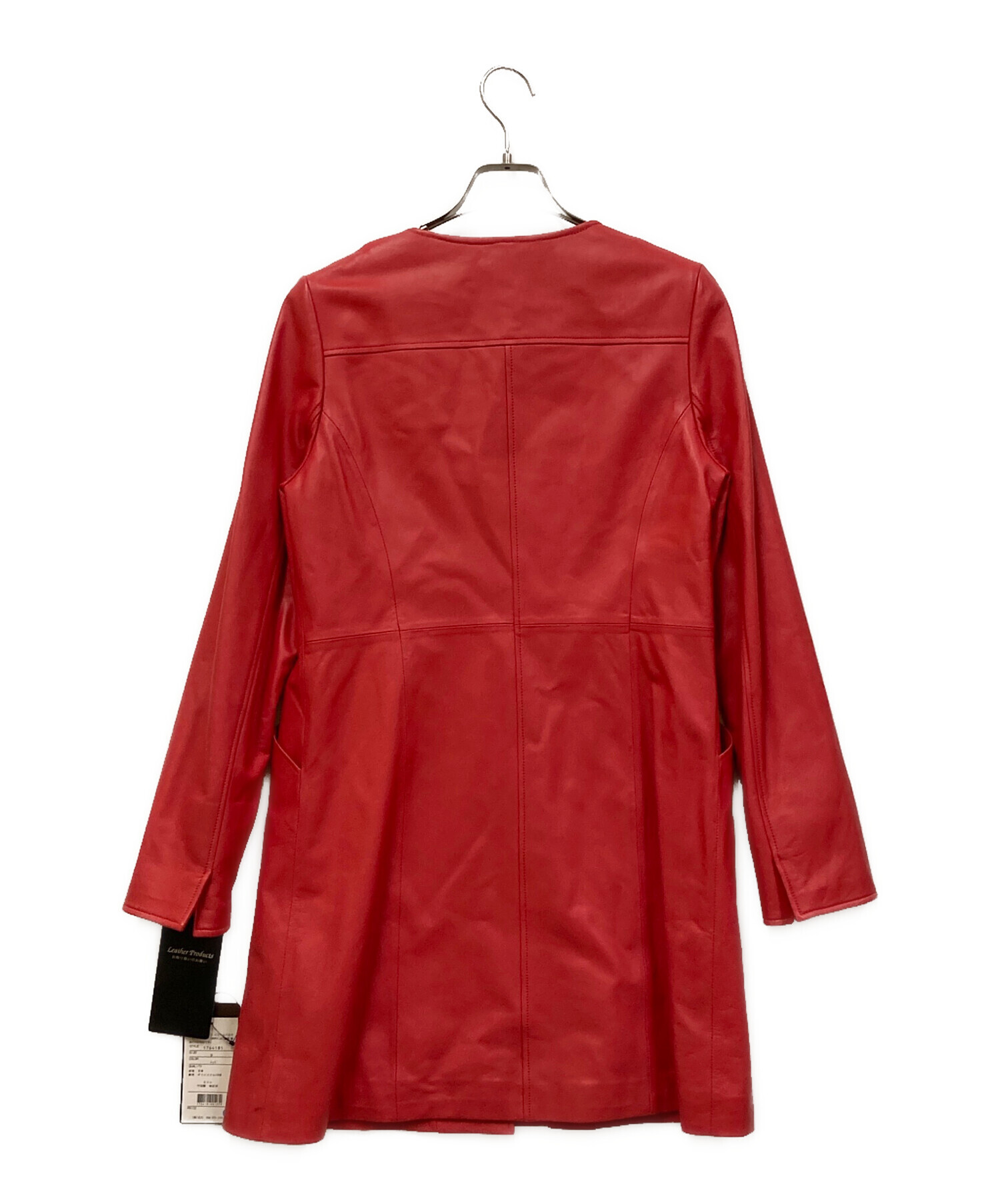 合馬公式アカウント2　バルマン BALMAIN ラムレザー コート 中古・古着通販】BALMAIN (バルマン) ラムレザーコート レッド サイズ