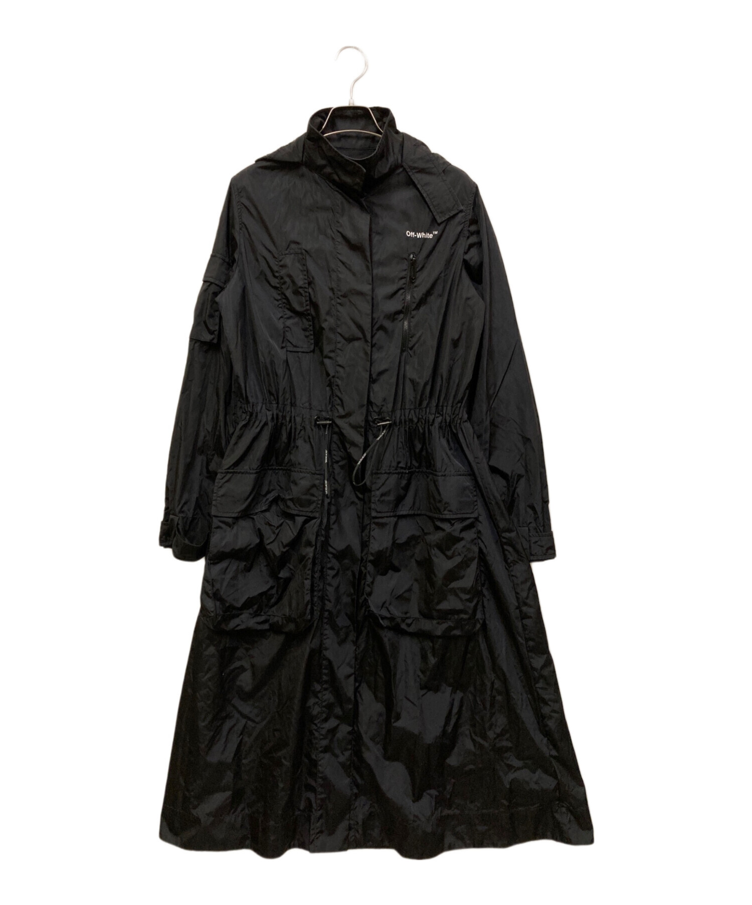 中古・古着通販】OFFWHITE (オフホワイト) フーデッドコート ブラック 