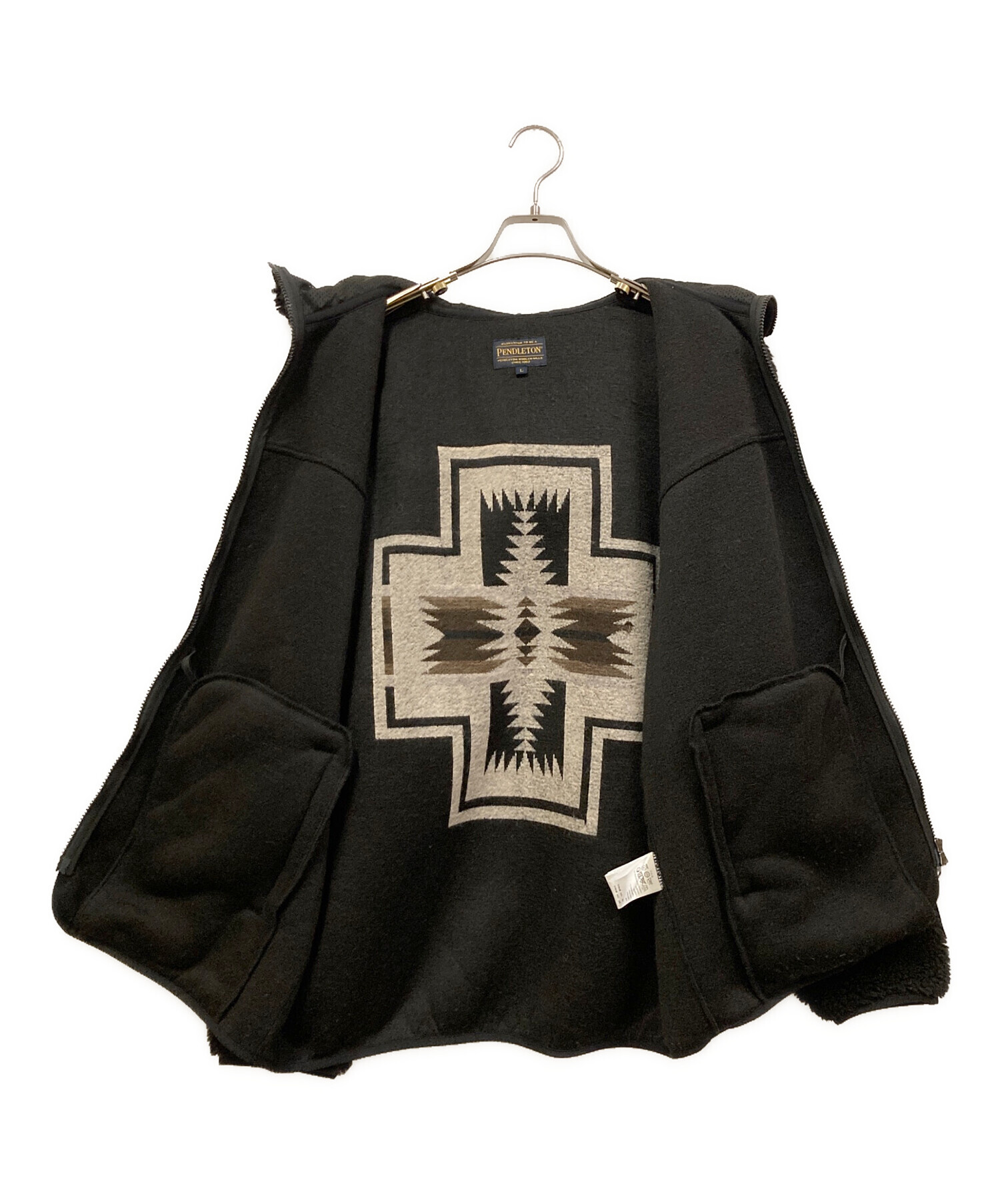 Pendleton ブラック フリースジャケット L 中古・古着通販】PENDLETON (ペンドルトン) ボアフリースジャケット