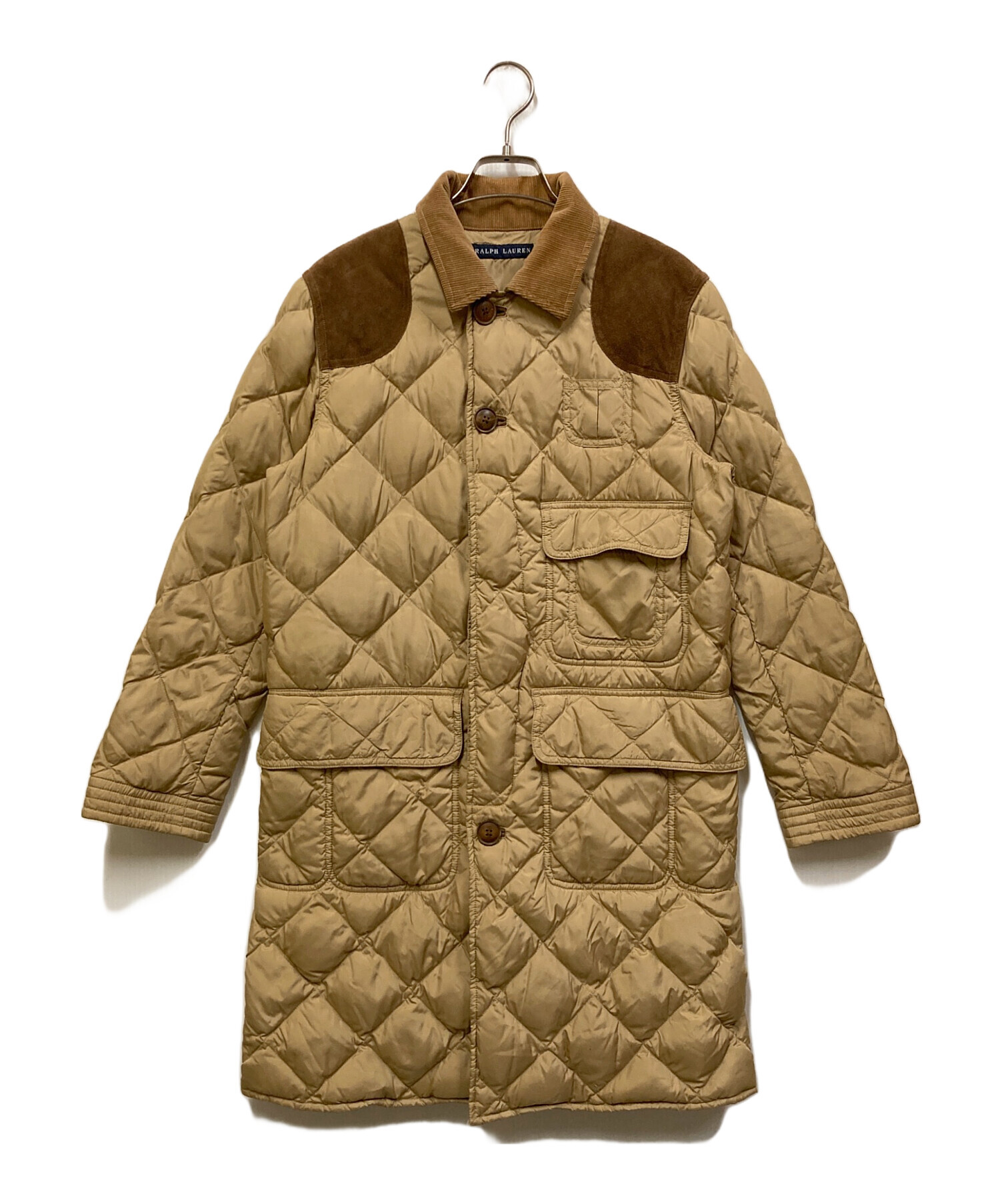 ラルフローレン ダウンコート キルティングコート スエード コーデュロイ 牛革 中古・古着通販】RALPH LAUREN (ラルフローレン) キルティング