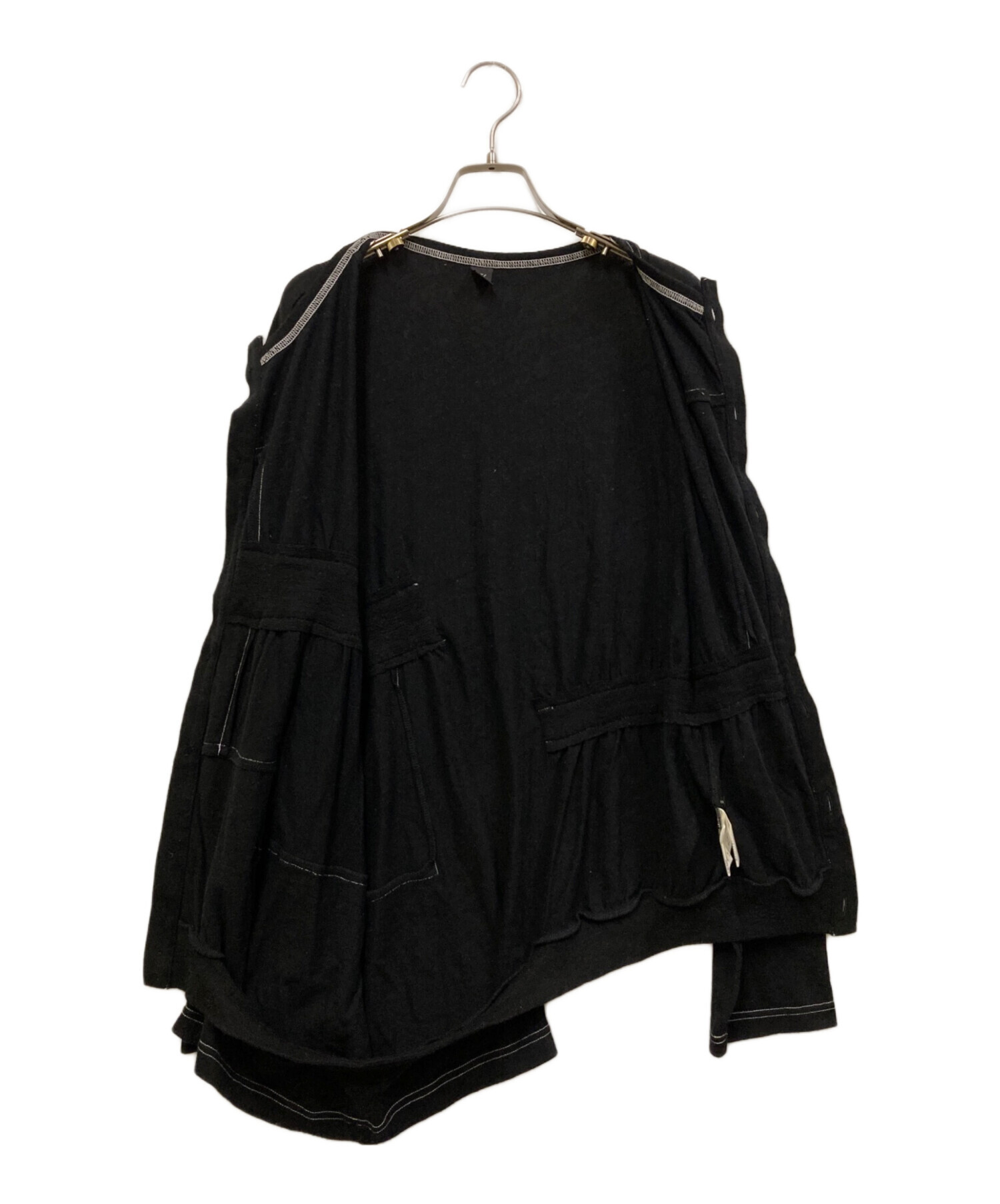 Y’s ウール フード カーディガン 2 ブラック 2000s アーカイブ 中古・古着通販】Y's (ワイズ) ウール・コットンステッチカーディガン