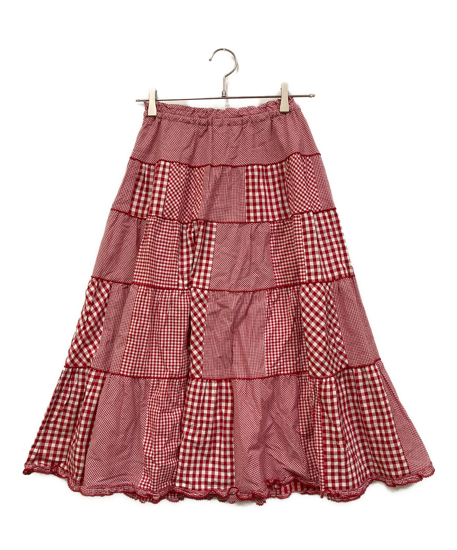 ピンクハウス いちご柄 パッチワーク スカート 美品 中古・古着通販】PINK HOUSE (ピンクハウス) パッチワークギンガム