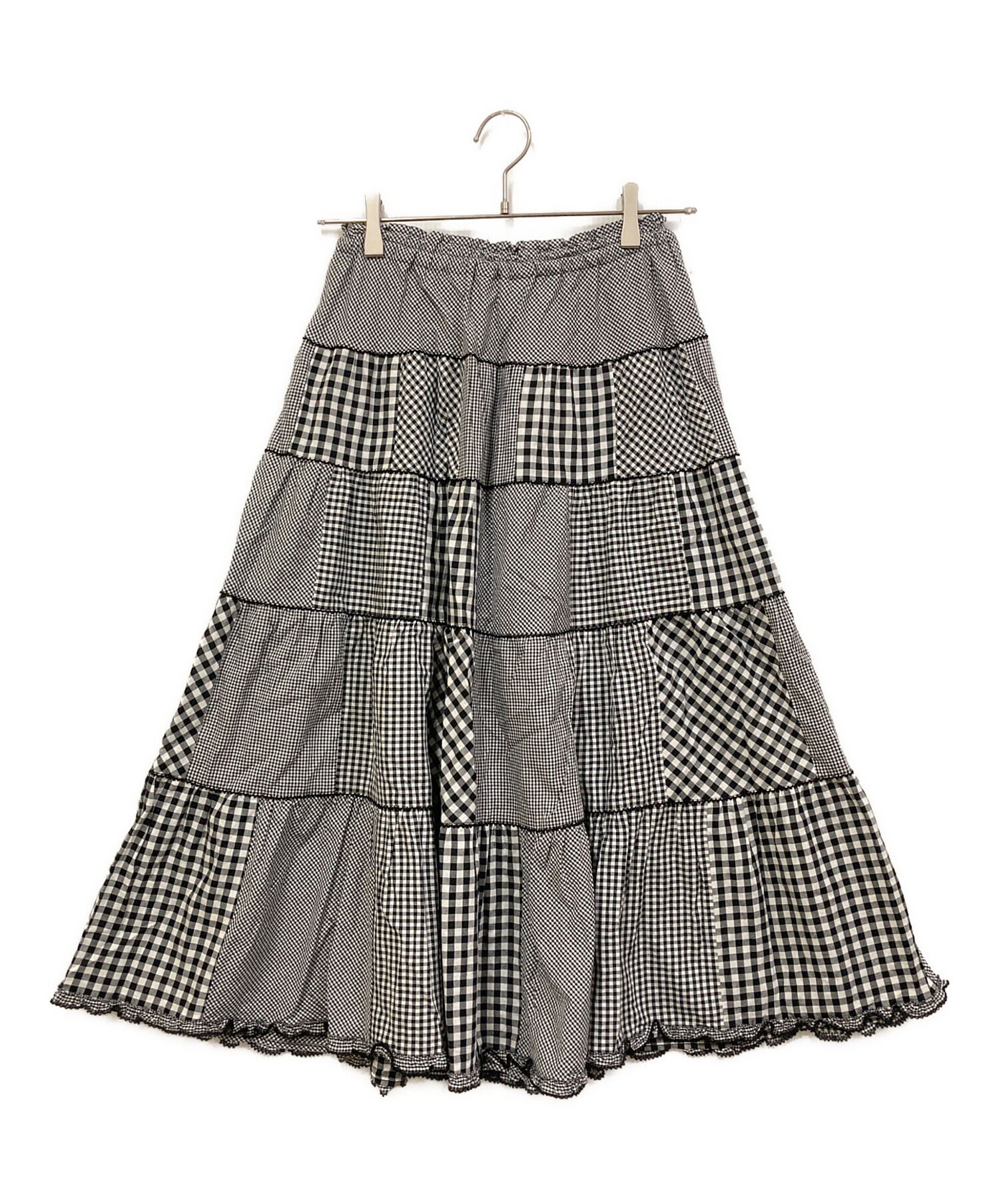 【試着のみ】ピンクハウス 黒 ハートパッチワーク綿ローンスカート/2023年 試着のみ】ピンクハウス 黒 ハートパッチワーク綿ローンスカート/2023