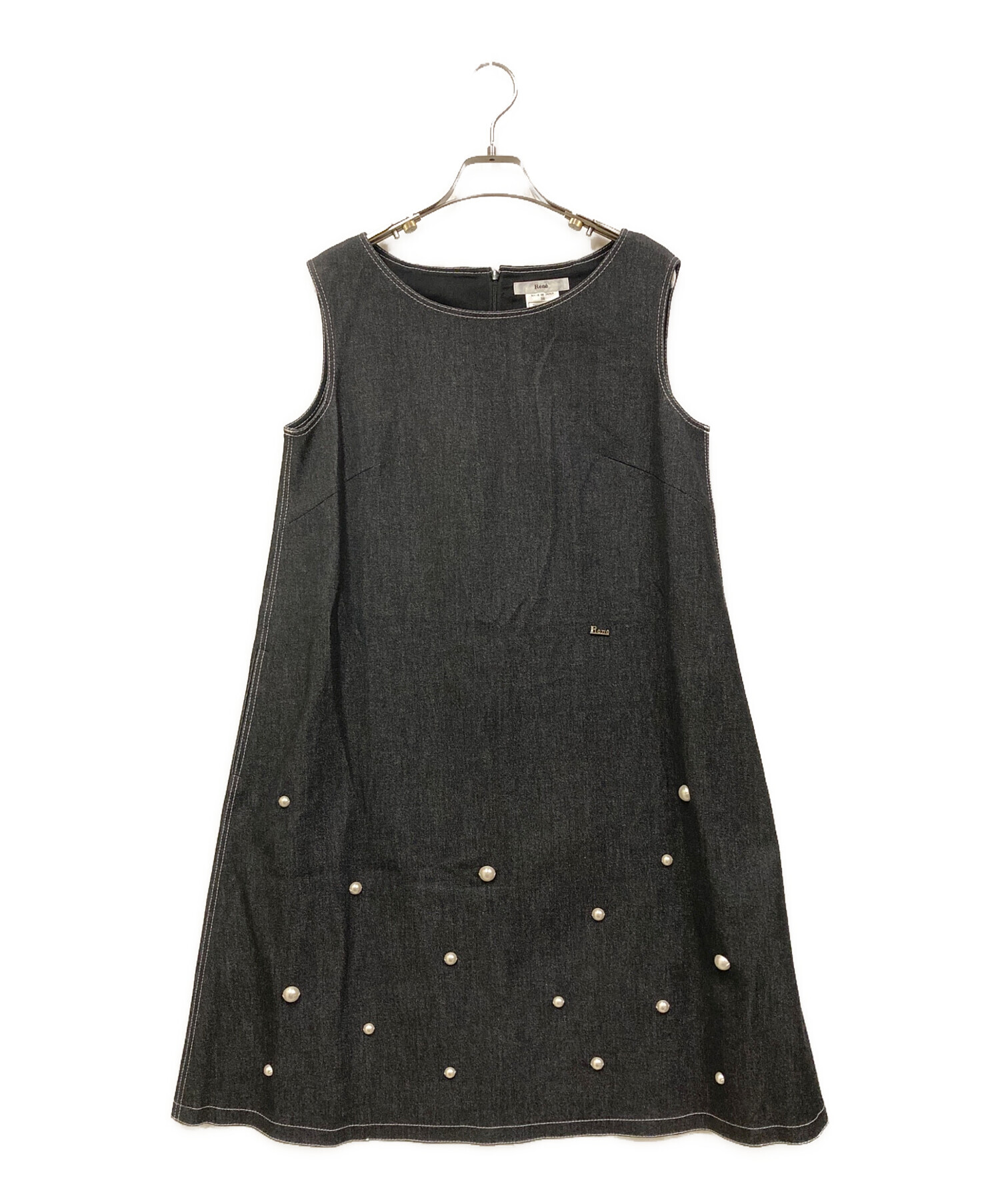 中古・古着通販】Rene (ルネ) デニムライクパール装飾ワンピース