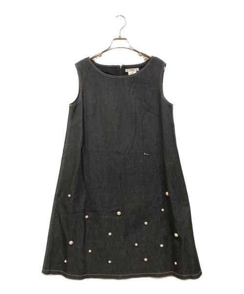 Rene デニムワンピース　38 美品 中古・古着通販】Rene (ルネ) デニムライクパール装飾ワンピース