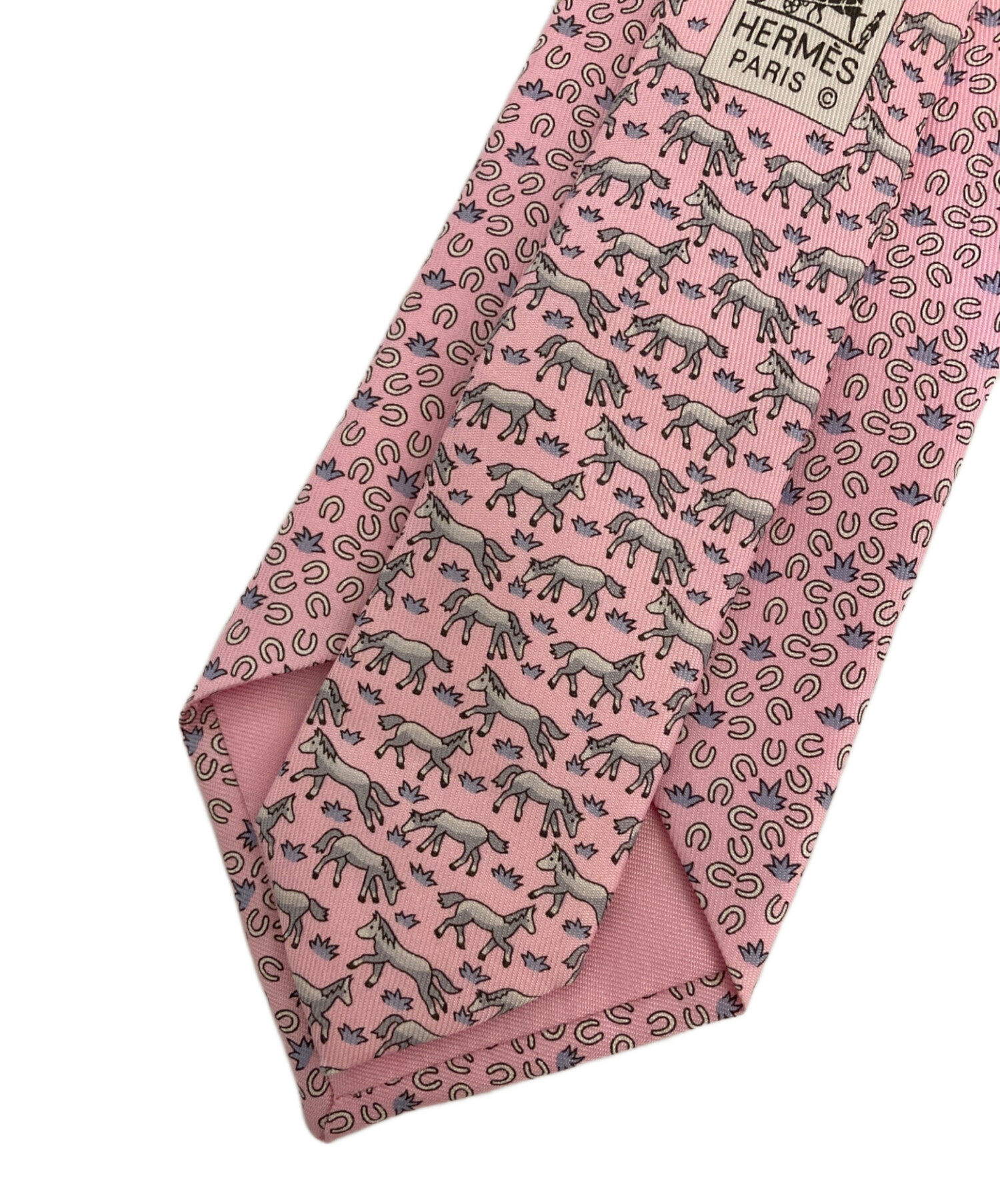 中古・古着通販】HERMES (エルメス) シルク総柄ネクタイ ピンク サイズ