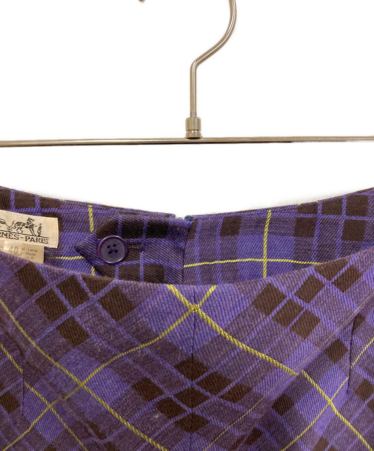 中古・古着通販】HERMES (エルメス) シルク混チェックタイトスカート