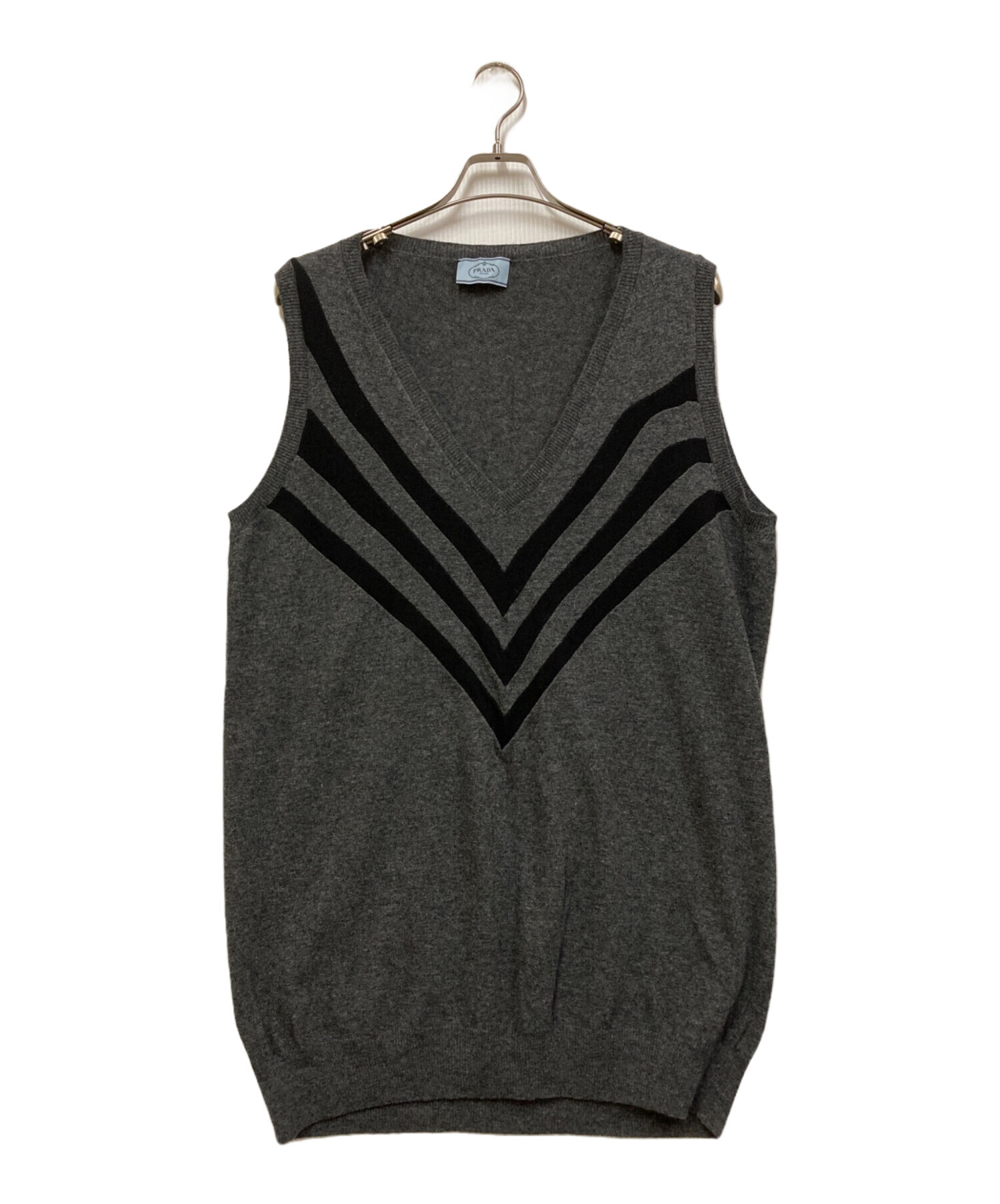 【PRADA】プラダ　ウールニットベスト 中古・古着通販】PRADA (プラダ) ウールカシミヤニットベスト ブラック