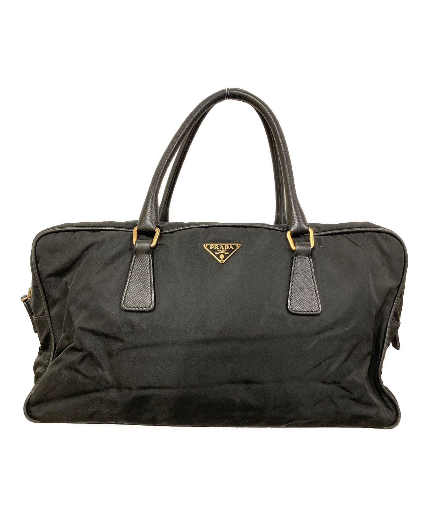 PRADA プラダ ナイロン ハンドバッグ ブラック SV金具 ヴィンテージ 中古・古着通販】PRADA (プラダ) ナイロンハンドバッグ ブラック