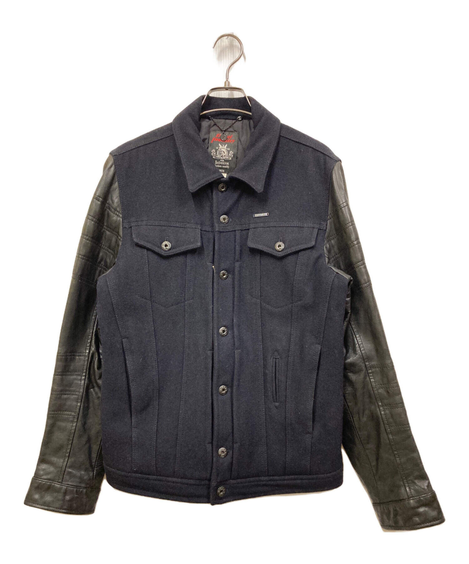 中古・古着通販】DIESEL (ディーゼル) メルトン・レザー切替ジャケット 