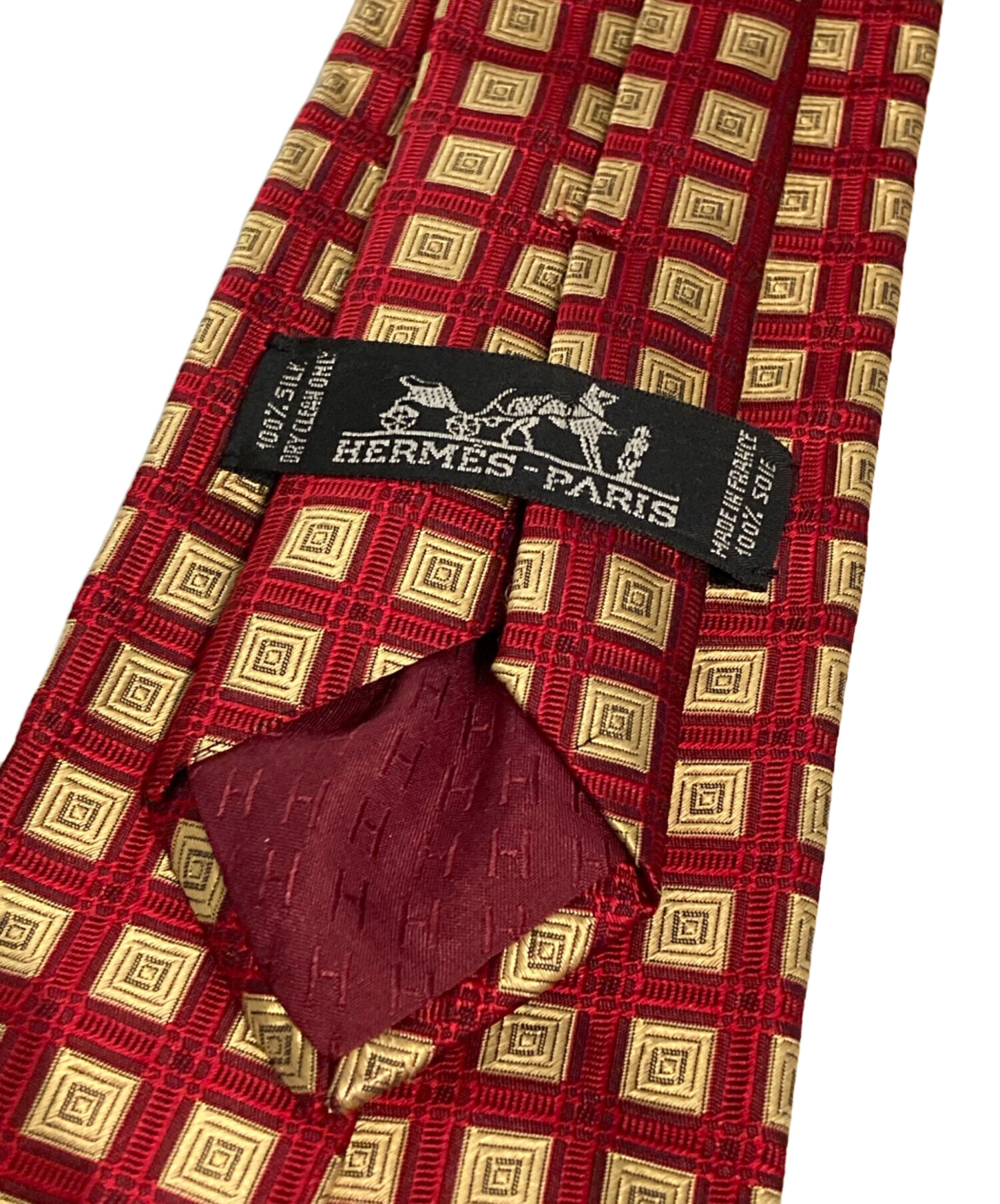 中古・古着通販】HERMES (エルメス) 総柄シルクネクタイ レッド