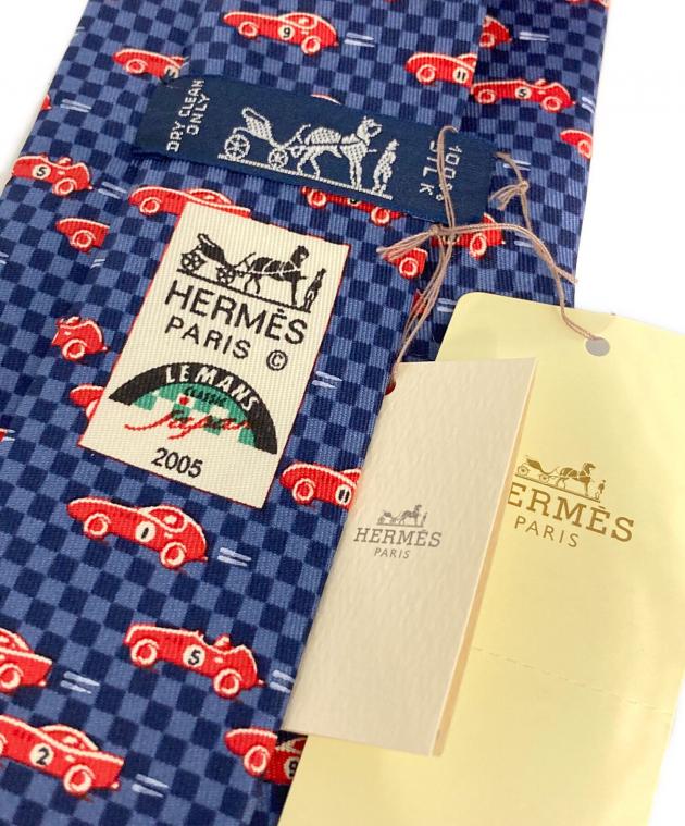 中古・古着通販】HERMES (エルメス) 総柄シルクネクタイ ネイビー