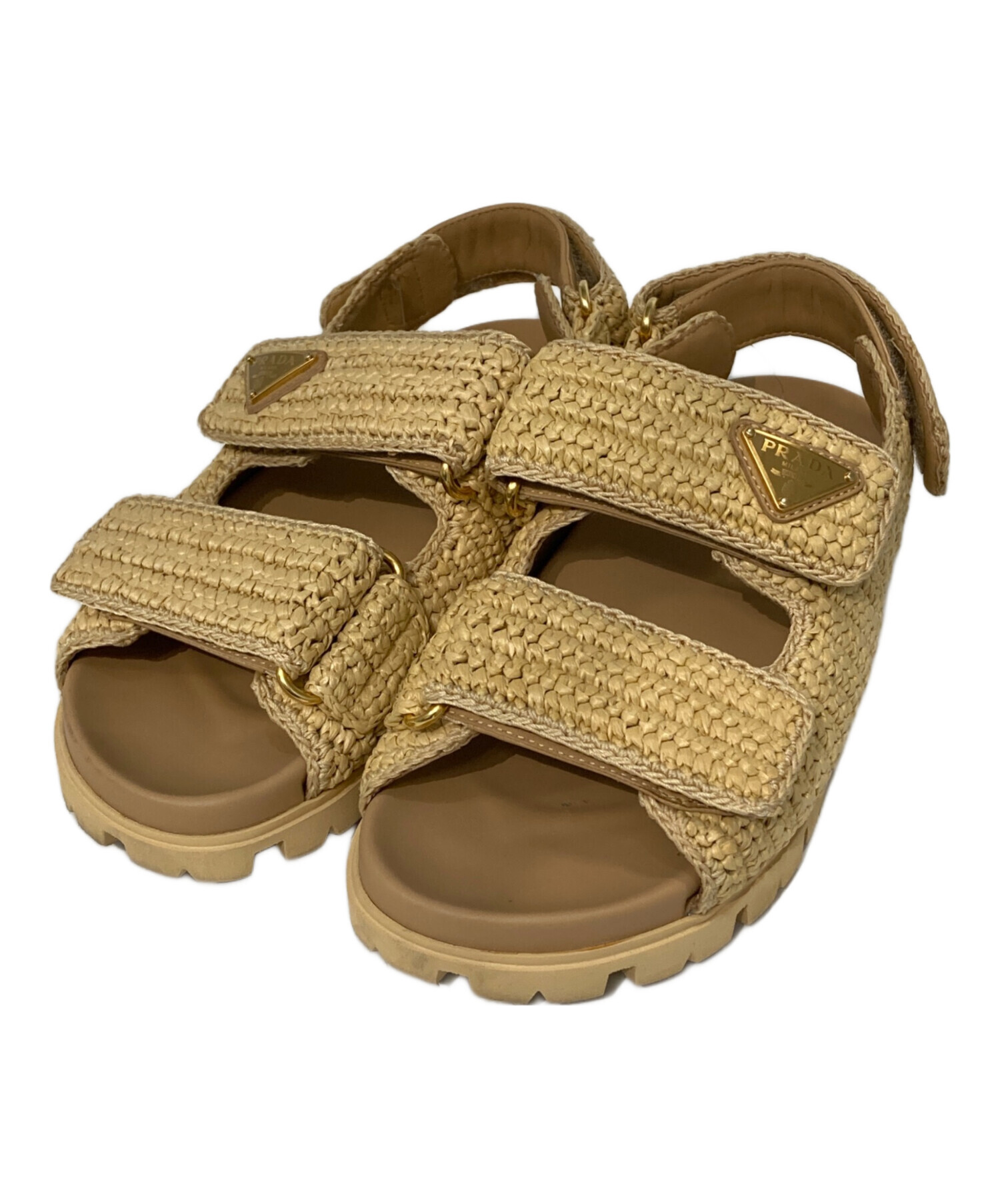 中古・古着通販】PRADA (プラダ) クロシェサンダル ベージュ サイズ