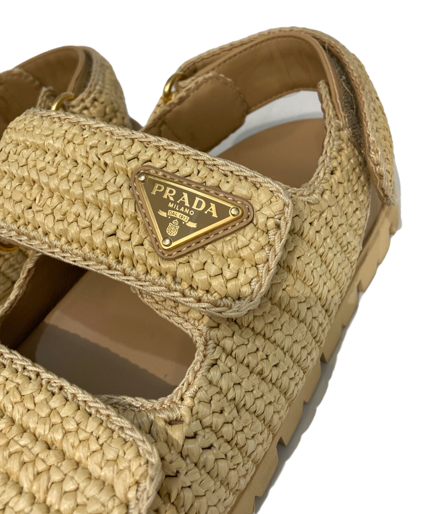 中古・古着通販】PRADA (プラダ) クロシェサンダル ベージュ サイズ