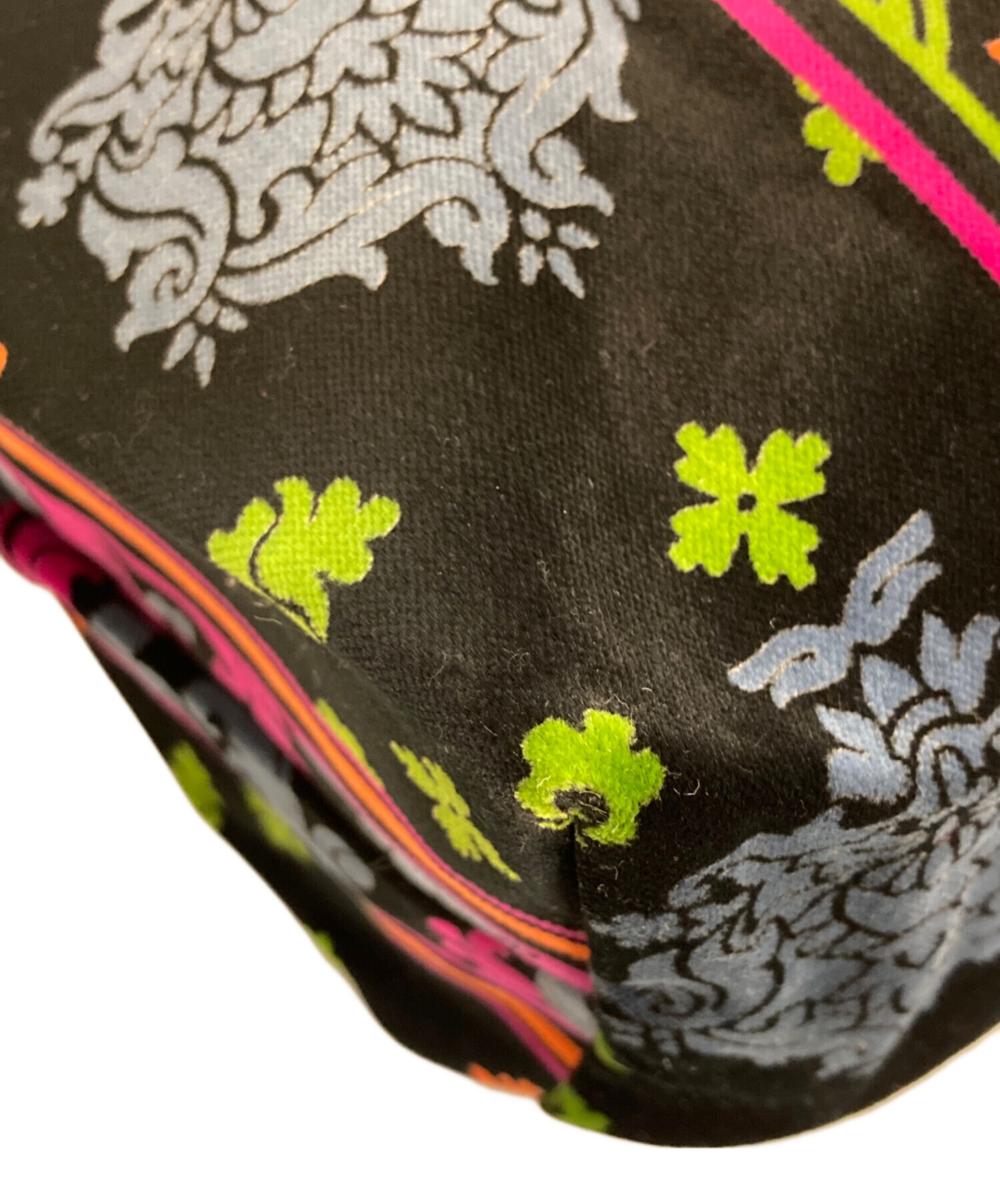 中古・古着通販】LONGCHAMP (ロンシャン) 総柄ベロアトート ブラック 