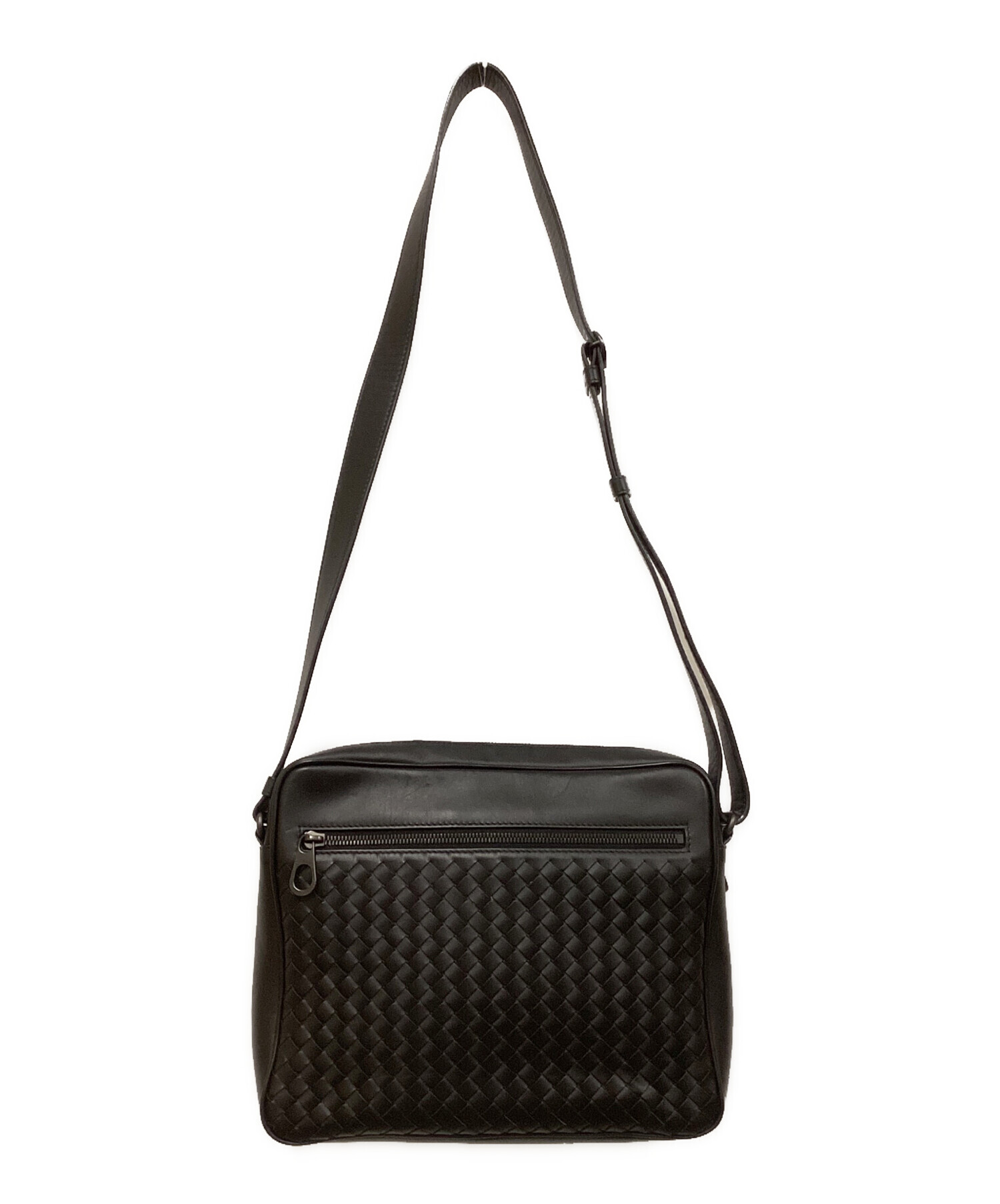 BOTTEGA VENETA ボッテガヴェネタ イントレチャート レザー ショルダーバッグ メッセンジャーバッグ 410667 ネイビー メンズ レディース 古着 中古 USED 中古・古着通販】BOTTEGA VENETA (ボッテガベネタ) イントレチャート