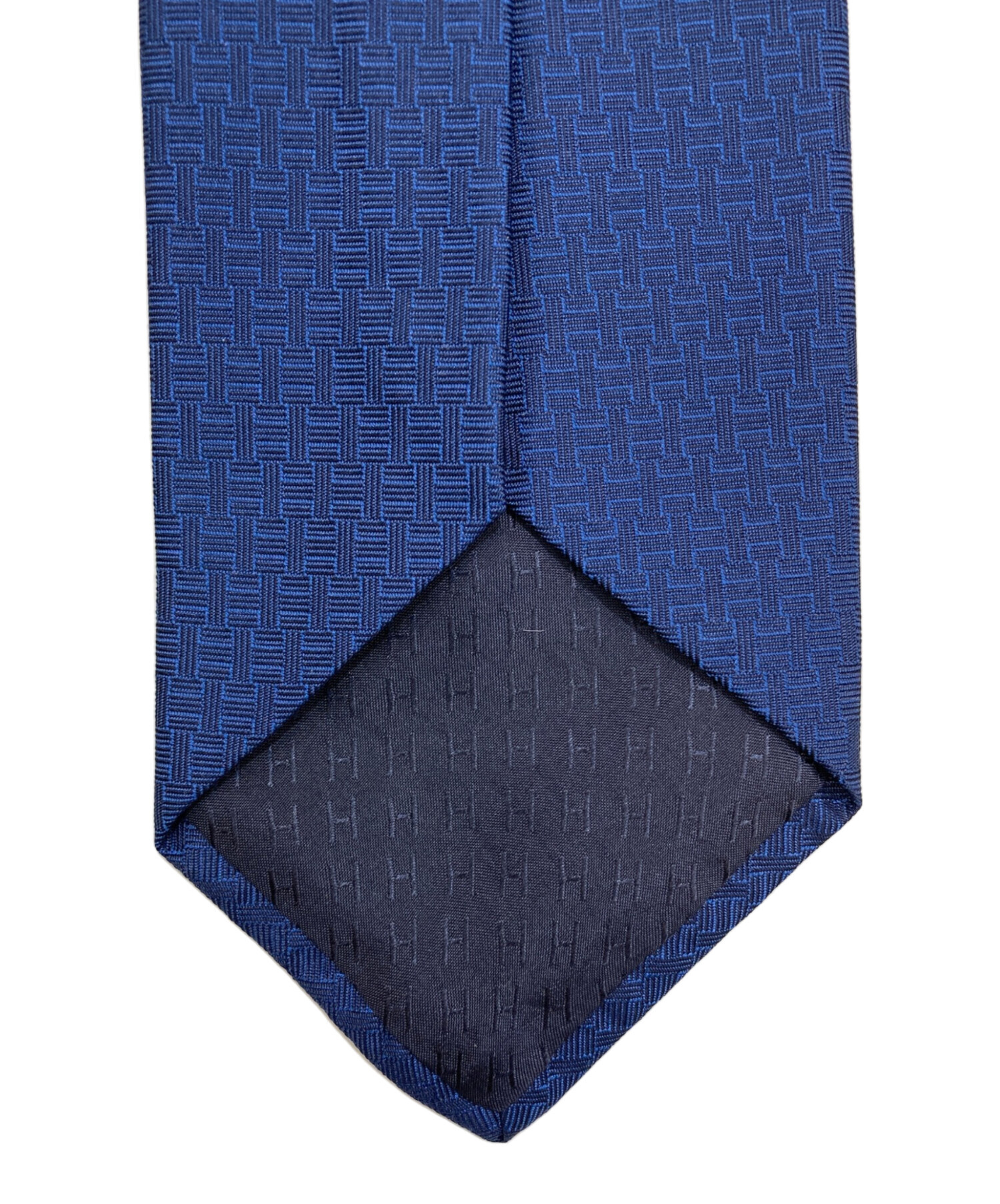 HERMES ネイビー テクスチャー ネクタイ 中古・古着通販】HERMES (エルメス) H柄ネクタイ ネイビー サイズ:表記