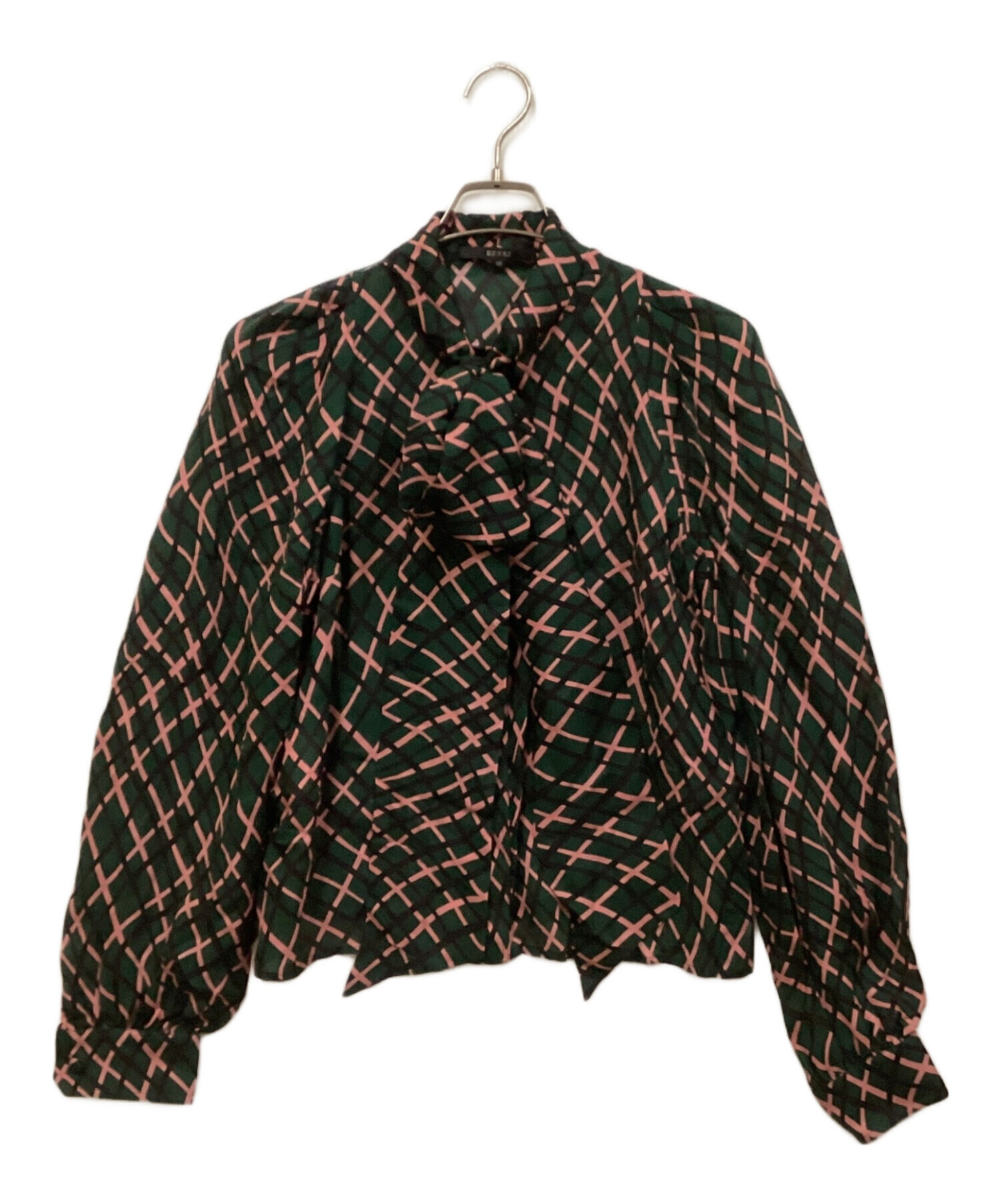 中古・古着通販】GUCCI (グッチ) シルクボウタイブラウス グリーン