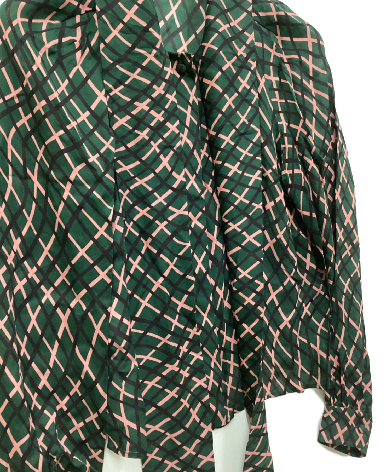 中古・古着通販】GUCCI (グッチ) シルクボウタイブラウス グリーン