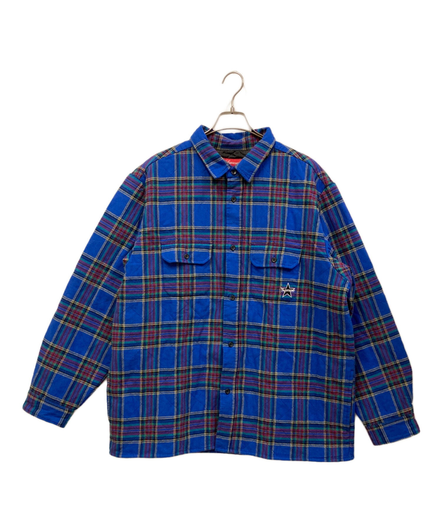 商談中Ｓｕｐｒｅｍｅ（シュプリーム）　長袖チェックシャツ　メンズＬ　青色　美品 中古・古着通販】SUPREME (シュプリーム) 21aw Quilted Plaid Flannel