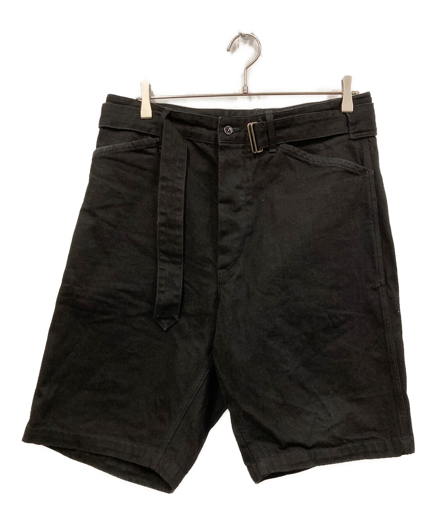 【COMOLI / コモリ】ベルテッドショーツ 中古・古着通販】COMOLI (コモリ) ベルテッドデニムショーツ ブラック