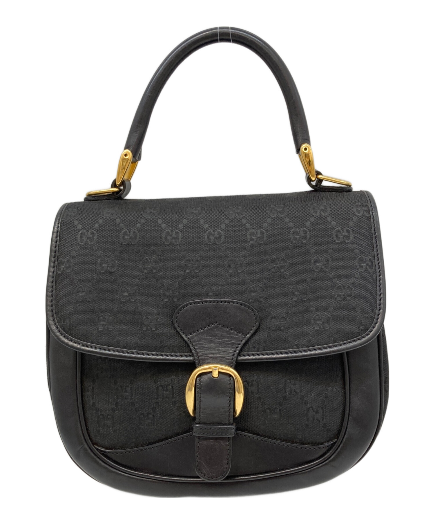 中古・古着通販】GUCCI (グッチ) GG柄ハンドバッグ ブラック 中古・古着通販】GUCCI (グッチ) GG柄ハンドバッグ ブラック