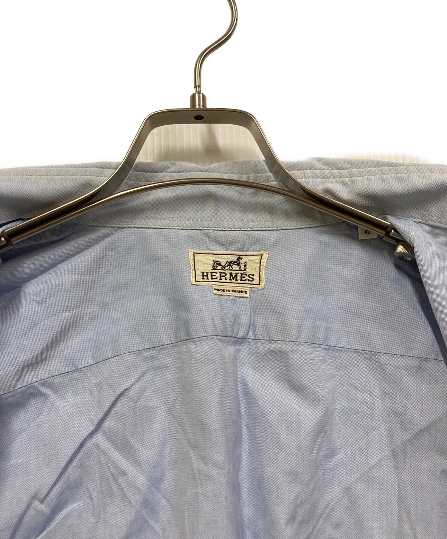 中古・古着通販】HERMES (エルメス) ボタンダウンシャツ ブルー サイズ