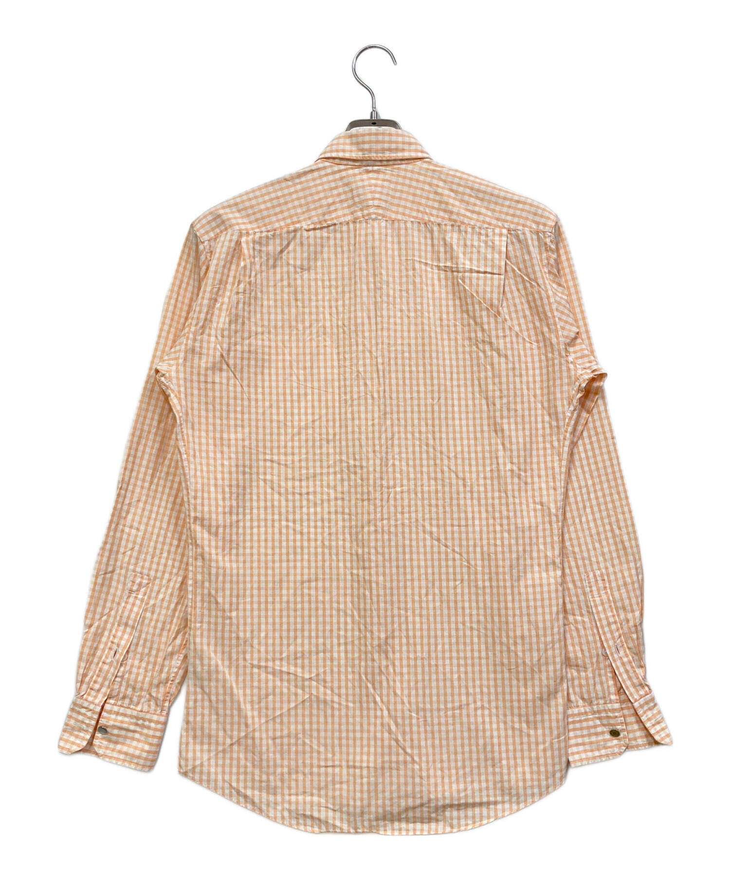中古・古着通販】HERMES (エルメス) ギンガムチェックシャツ オレンジ