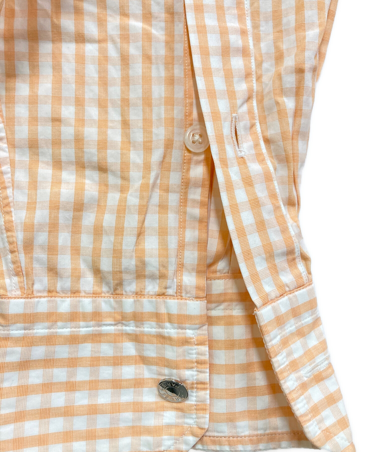 中古・古着通販】HERMES (エルメス) ギンガムチェックシャツ オレンジ 中古・古着通販】HERMES (エルメス) ギンガムチェックシャツ オレンジ