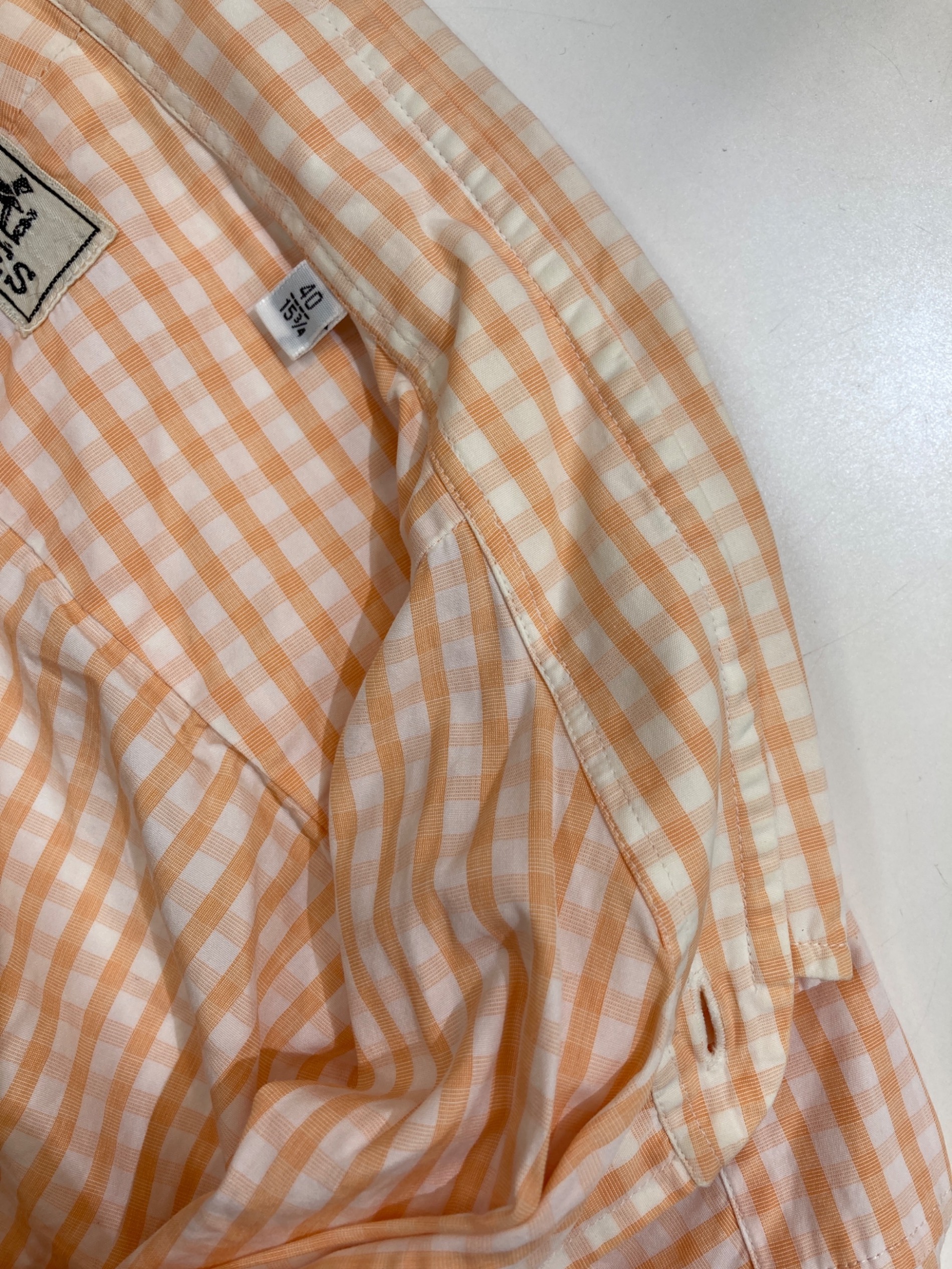 中古・古着通販】HERMES (エルメス) ギンガムチェックシャツ オレンジ 中古・古着通販】HERMES (エルメス) ギンガムチェックシャツ オレンジ
