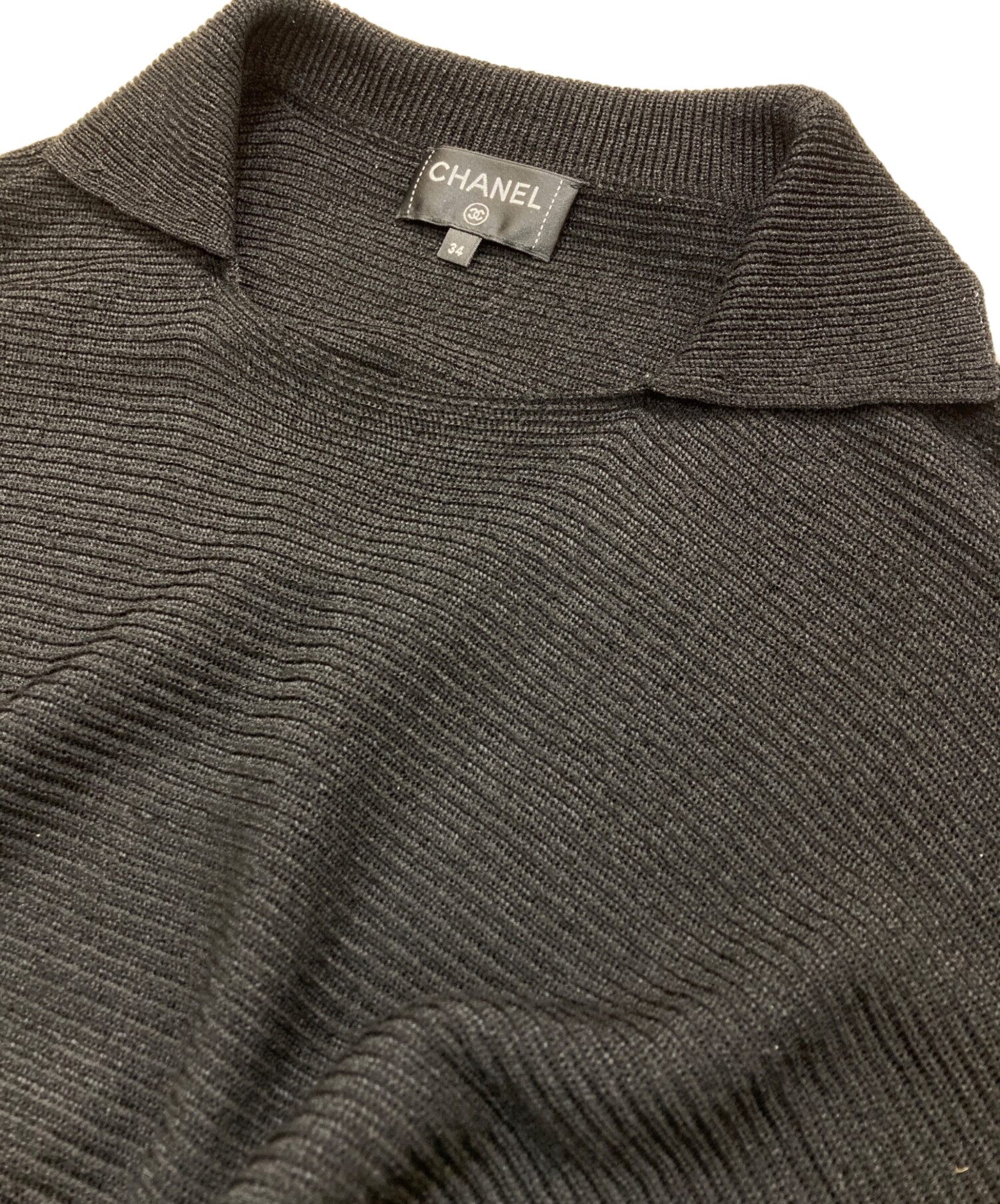 正規品　シャネル　フレンチスリーブ　コルセット　フレアワンピース　ココマーク 中古・古着通販】CHANEL (シャネル) フレアスリーブロゴボタンニット