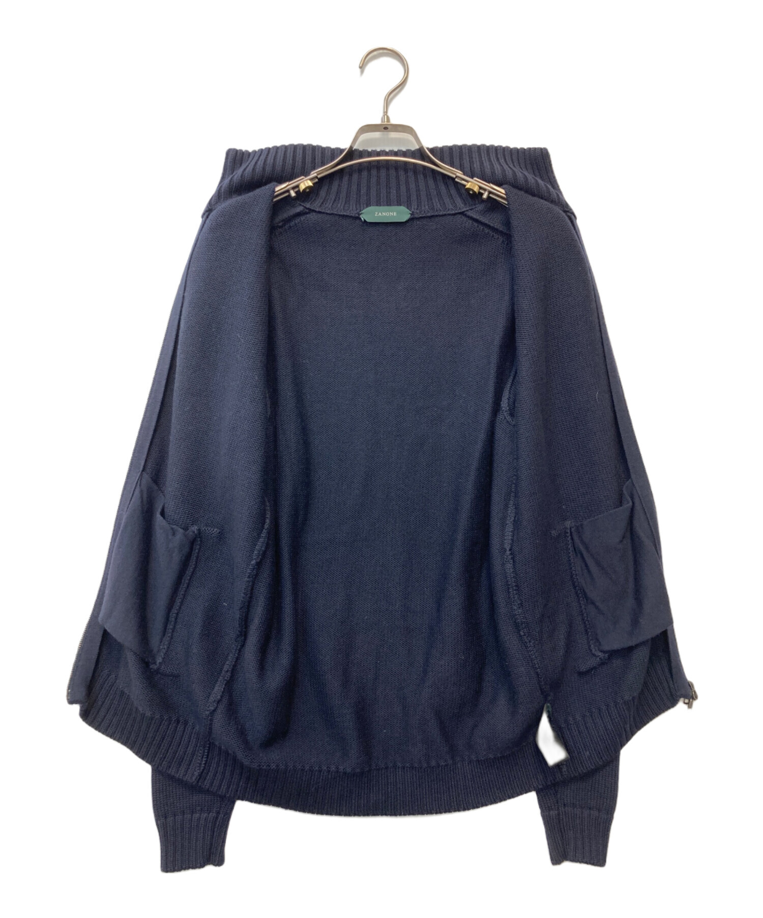 中古・古着通販】Zanone (ザノーネ) ニットジャケット ネイビー サイズ