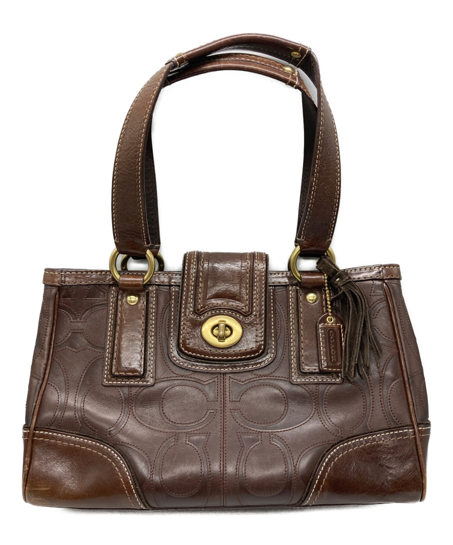 中古・古着通販】COACH (コーチ) ハンプトン シグネチャーハンドバッグ 