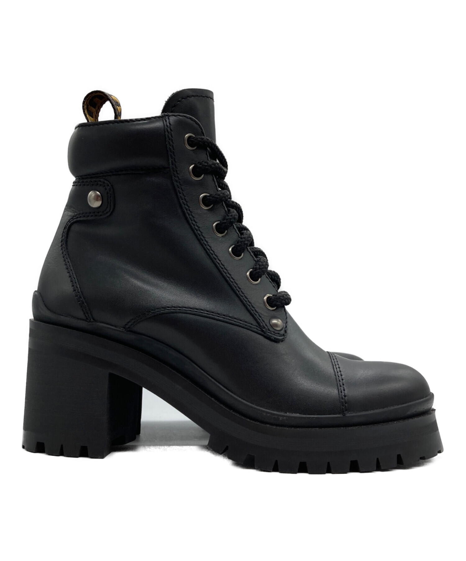 【美品】miu miuブラックレースアップブーツ 中古・古着通販】MIU MIU (ミュウミュウ) レースアップショートブーツ