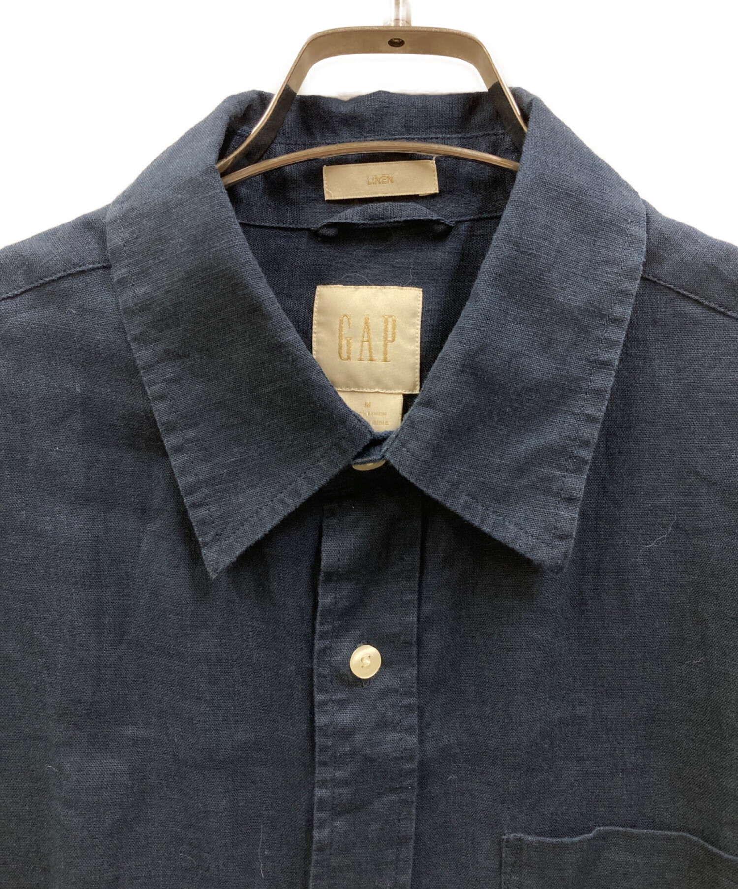 00s OLD GAP オープンカラーシャツ リネンシャツ ダークネイビー 中古・古着通販】GAP (ギャップ) 00s リネンシャツ ネイビー サイズ