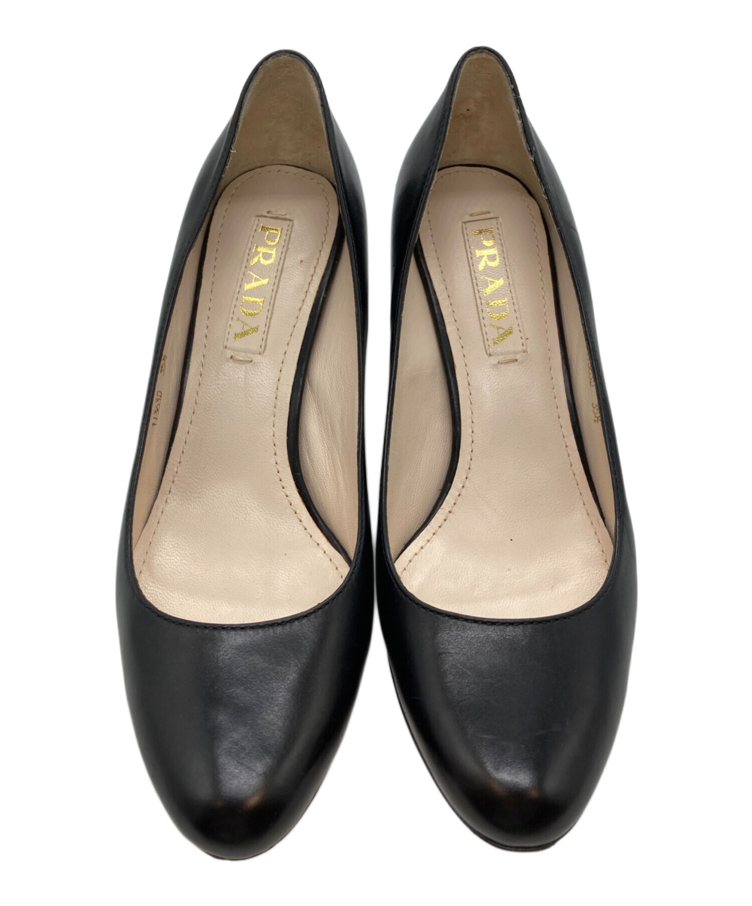 最終値下げ プラダ PRADA パンプス 37.5 中古・古着通販】PRADA (プラダ) ヒールパンプス ブラック サイズ:35.5