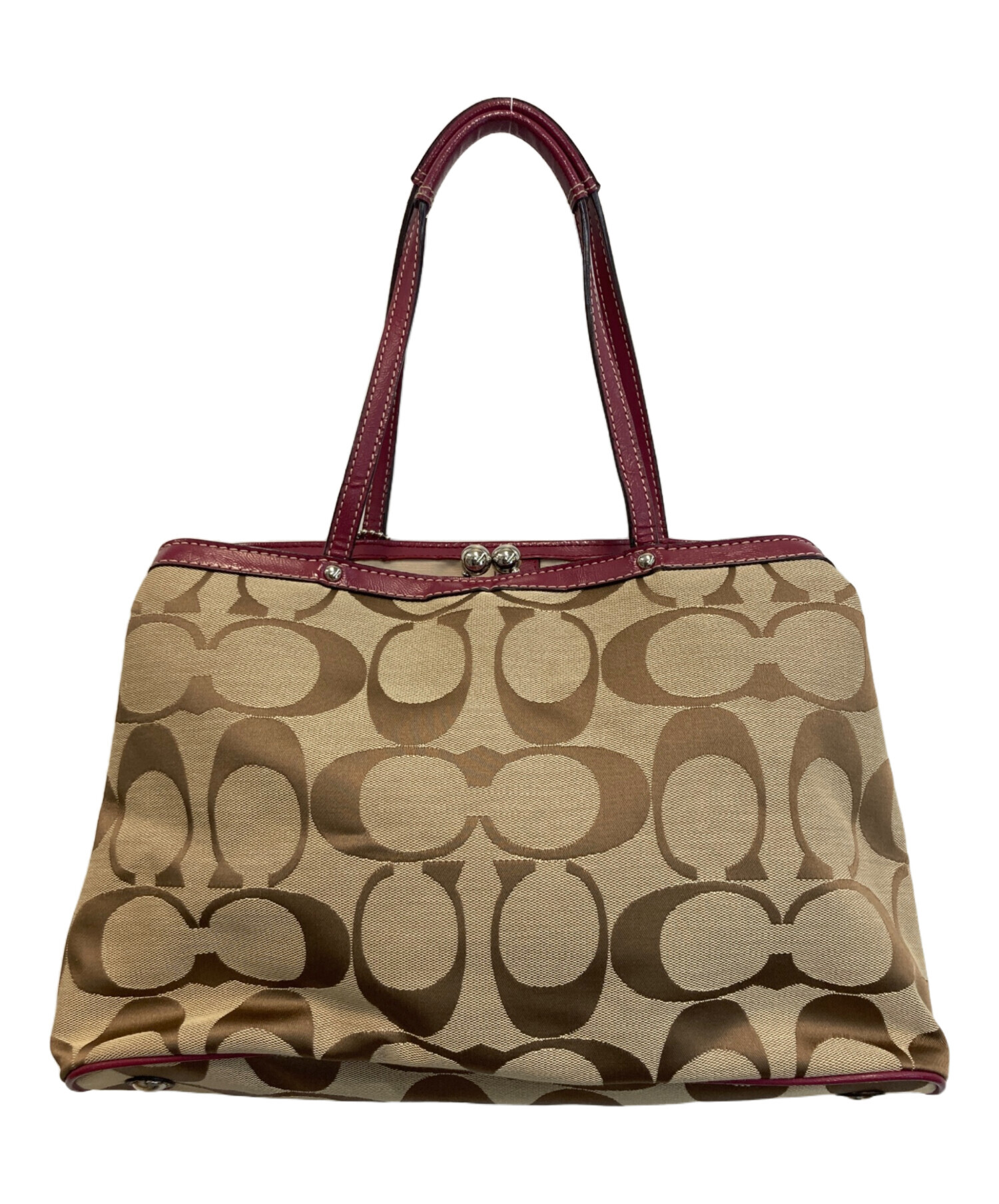 中古・古着通販】COACH (コーチ) シグネチャーハンドバッグ ピンク