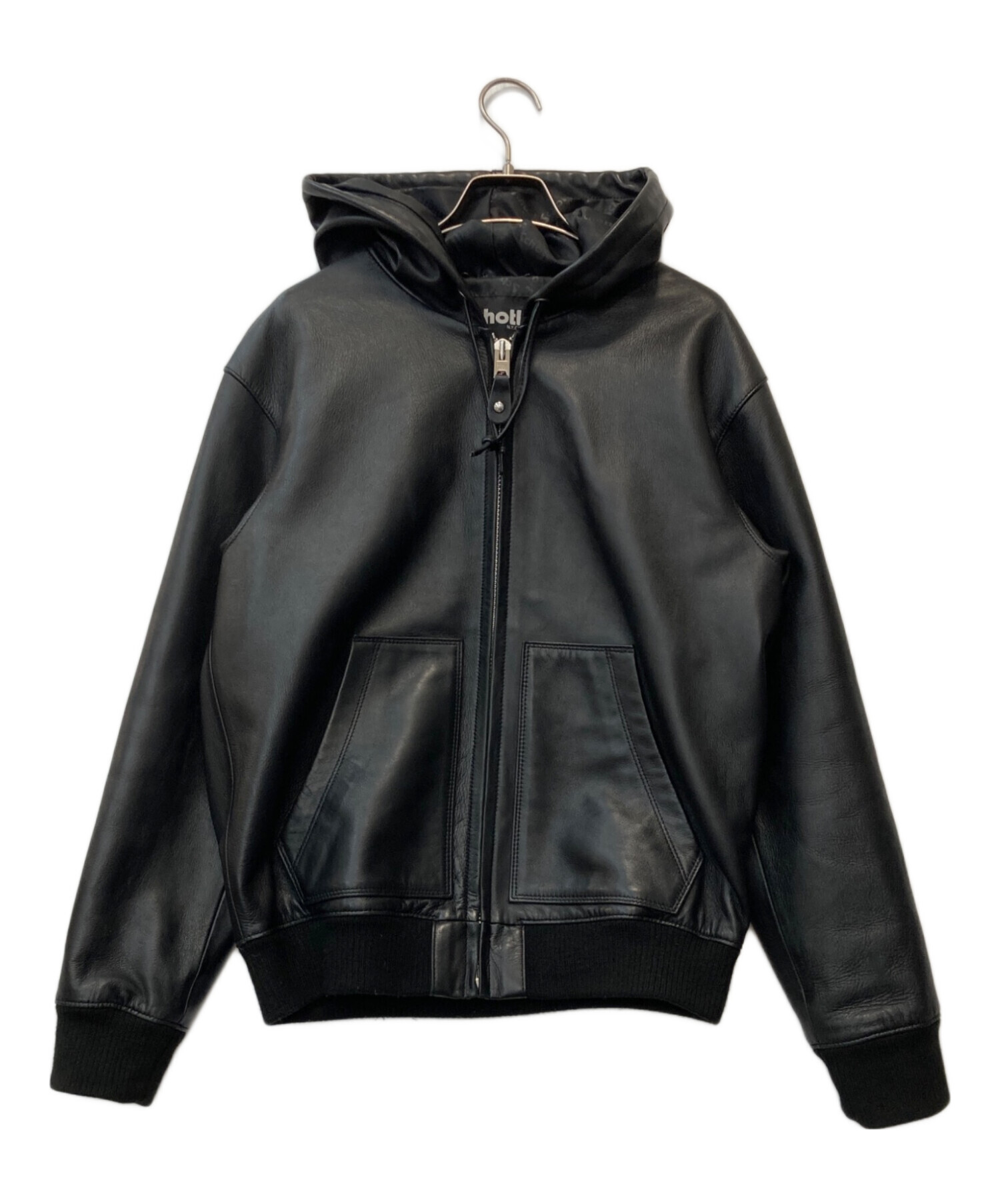 中古・古着通販】Schott (ショット) LEATHER FULL ZIP PARKA ブラック