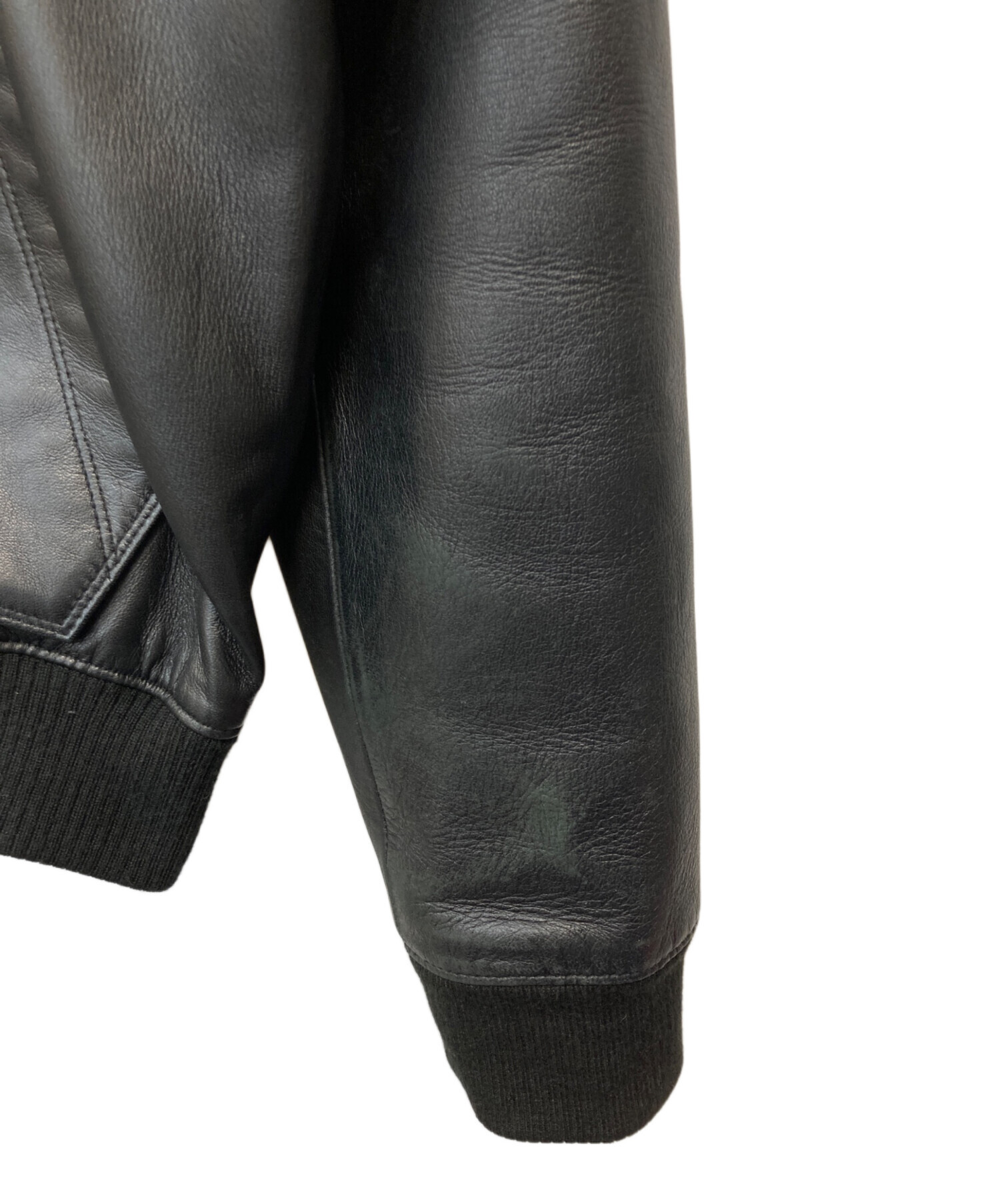 中古・古着通販】Schott (ショット) LEATHER FULL ZIP PARKA ブラック