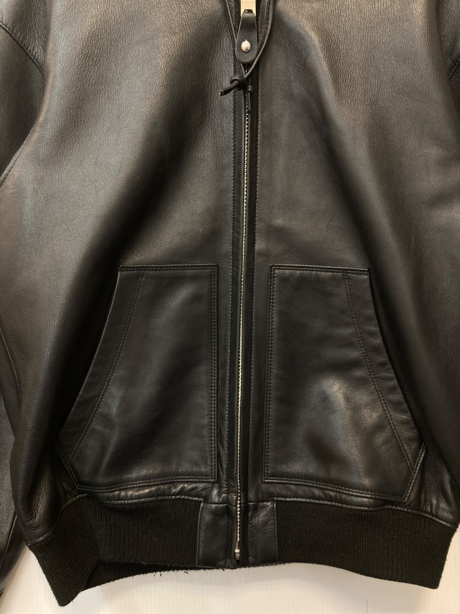 中古・古着通販】Schott (ショット) LEATHER FULL ZIP PARKA ブラック